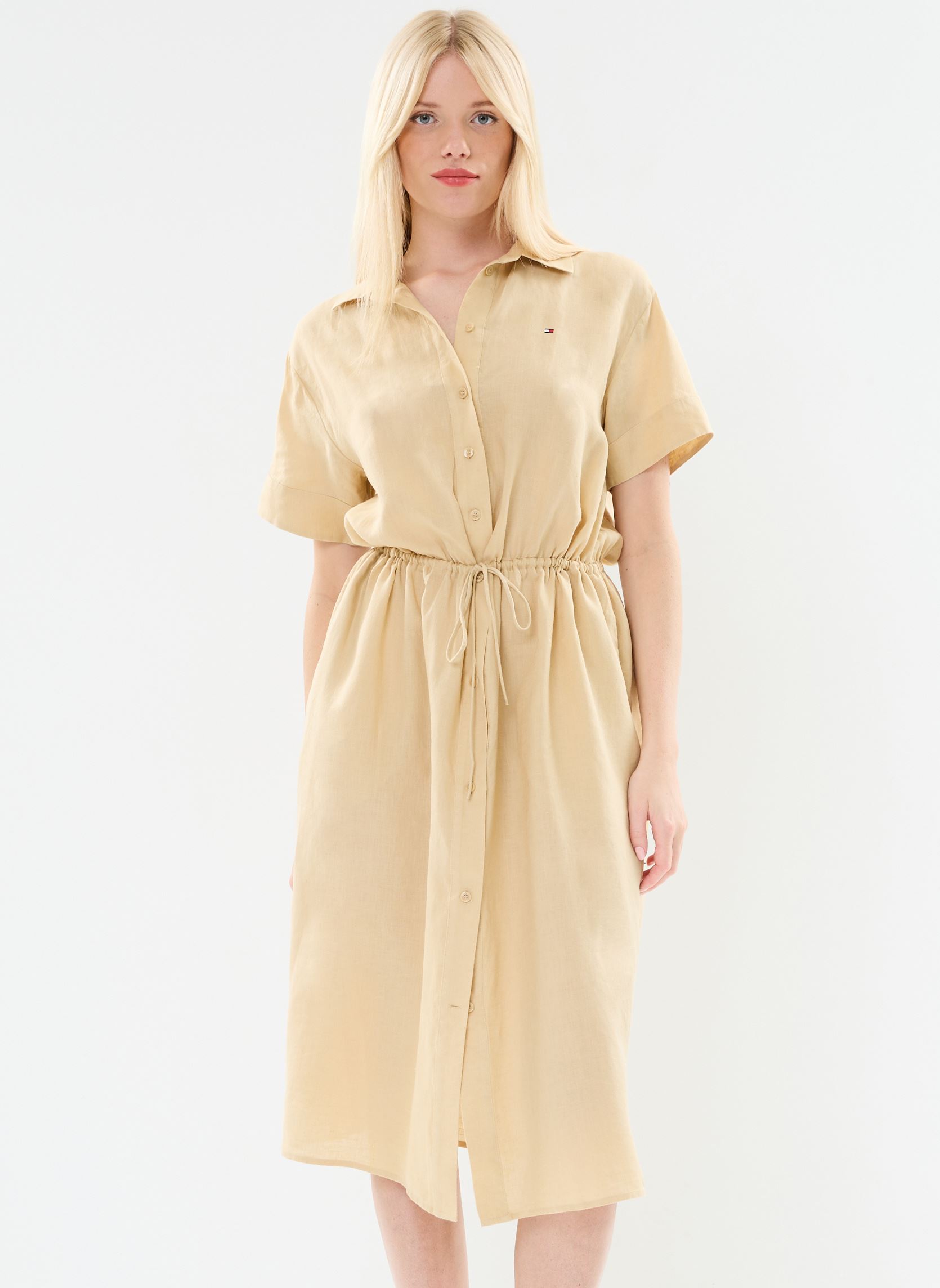 Abiti Linen Ss Midi Shirt WW0WW41911 donna beige Tommy Hilfiger Abiti Linen Ss Midi Shirt WW0WW41911 donna beige HARVEST WHEAT