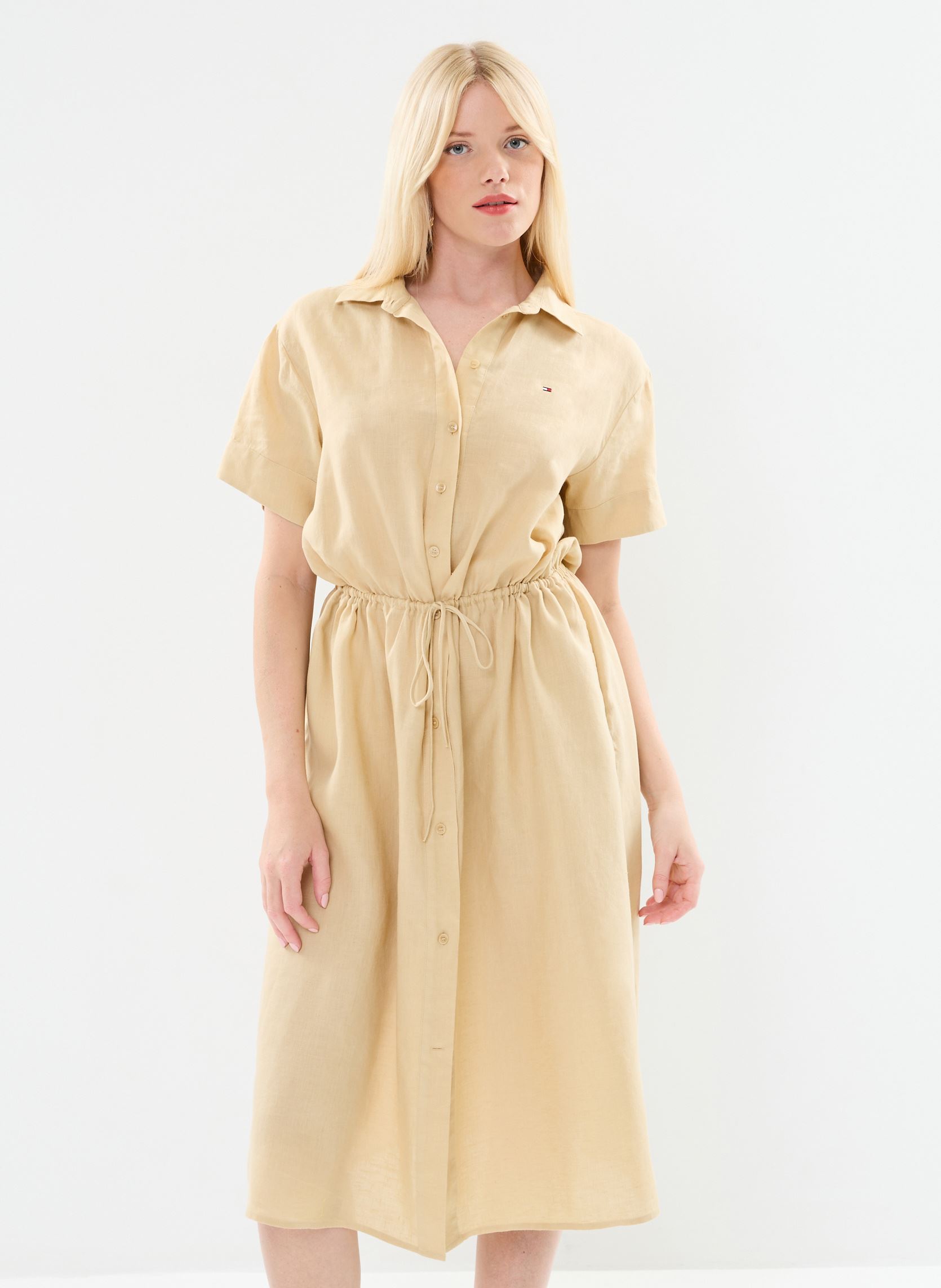 Vêtements Tommy Hilfiger Linen Ss Midi Shirt WW0WW41911 pour Femme - vue 2