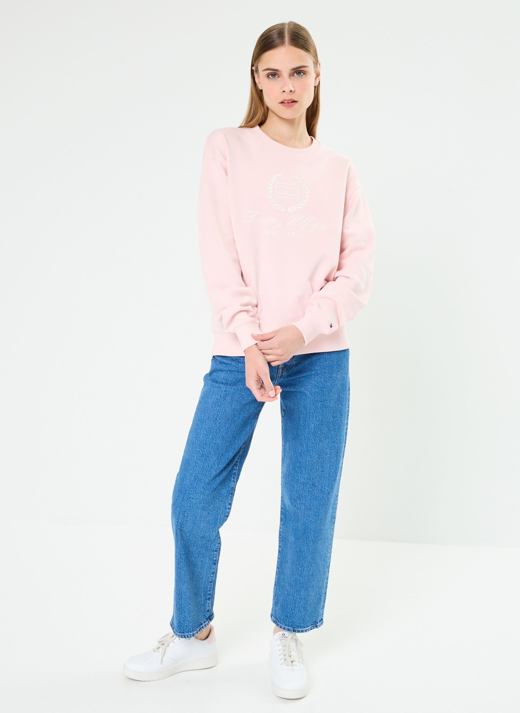 Sweatshirts Reg Flag Script Cnk WW0WW41758 femme rose Tommy Hilfiger Sweatshirts Reg Flag Script Cnk WW0WW41758 femme rose WHIMSY PINK