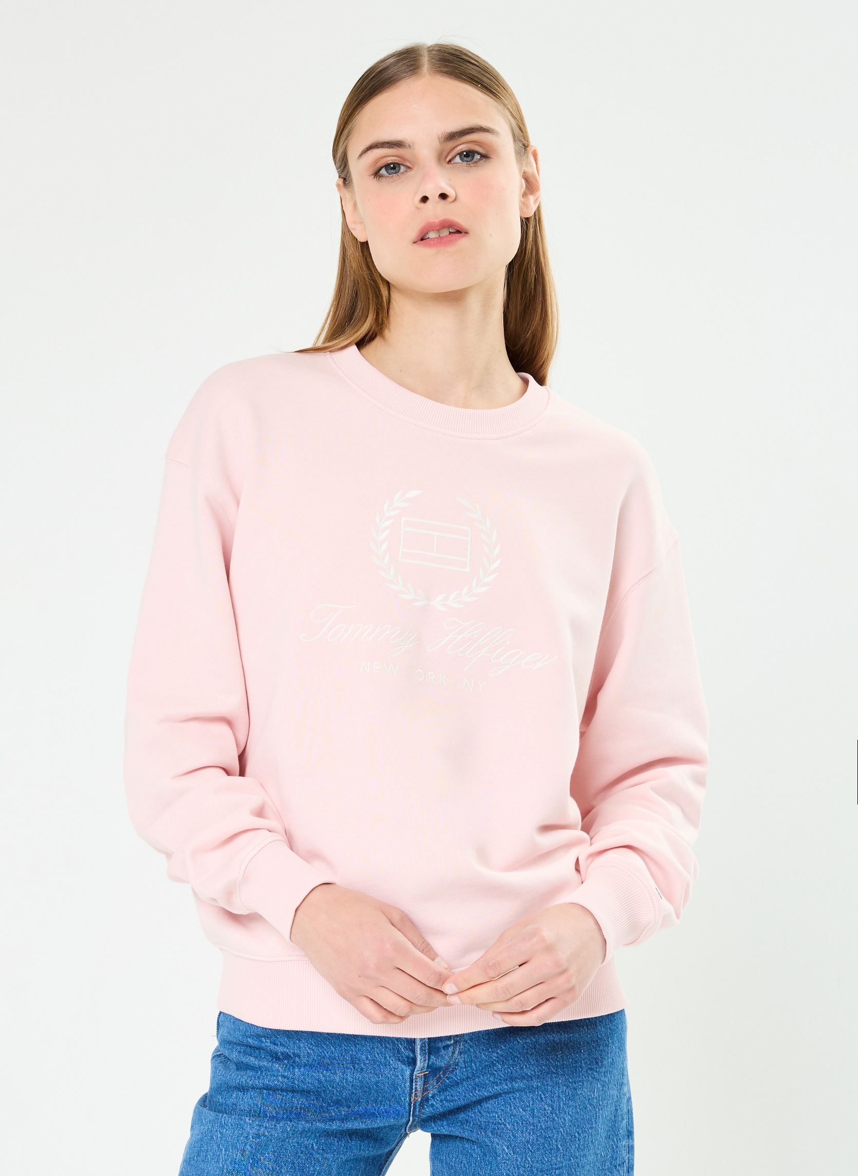 Sweatshirts Reg Flag Script Cnk WW0WW41758 femme rose Tommy Hilfiger Sweatshirts Reg Flag Script Cnk WW0WW41758 femme rose WHIMSY PINK