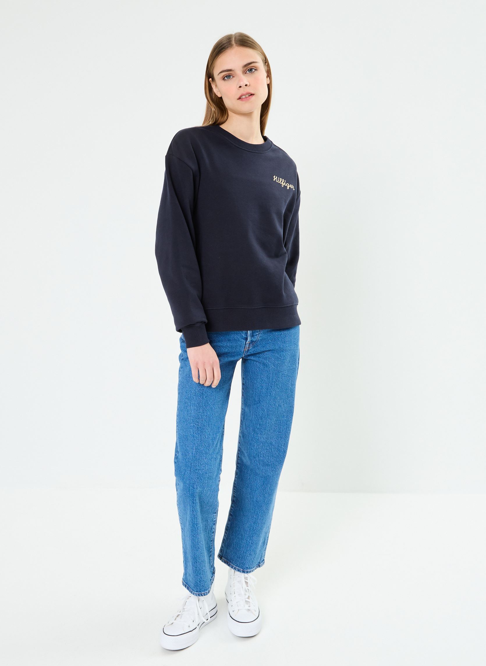 Sweater Reg Gold Button Swea WW0WW41235 dames blauw Tommy Hilfiger Sweater Reg Gold Button Swea WW0WW41235 dames blauw DESERT SKY