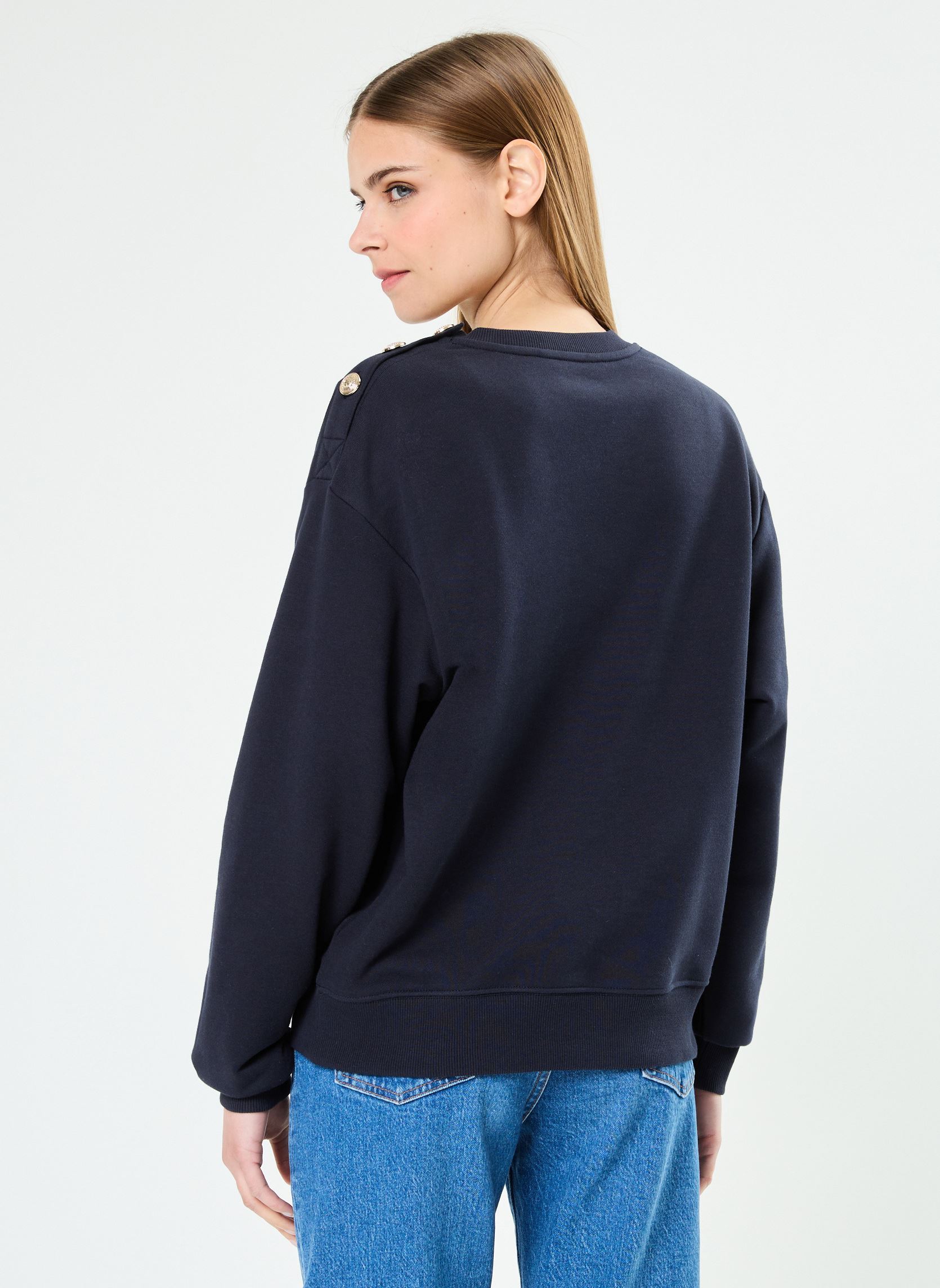 Sweater Reg Gold Button Swea WW0WW41235 dames blauw Tommy Hilfiger Sweater Reg Gold Button Swea WW0WW41235 dames blauw DESERT SKY