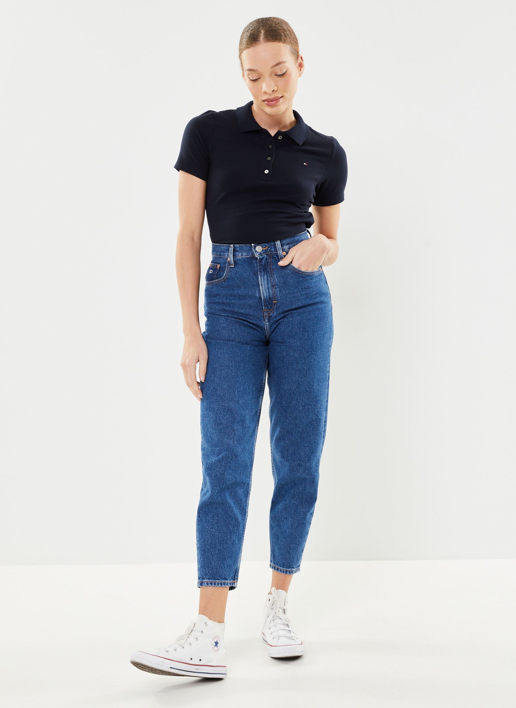 Polos manches courtes 1985 Slim Pique Polo WW0WW42047 femme bleu Tommy Hilfiger Polos manches courtes 1985 Slim Pique Polo WW0WW42047 femme bleu DESERT SKY