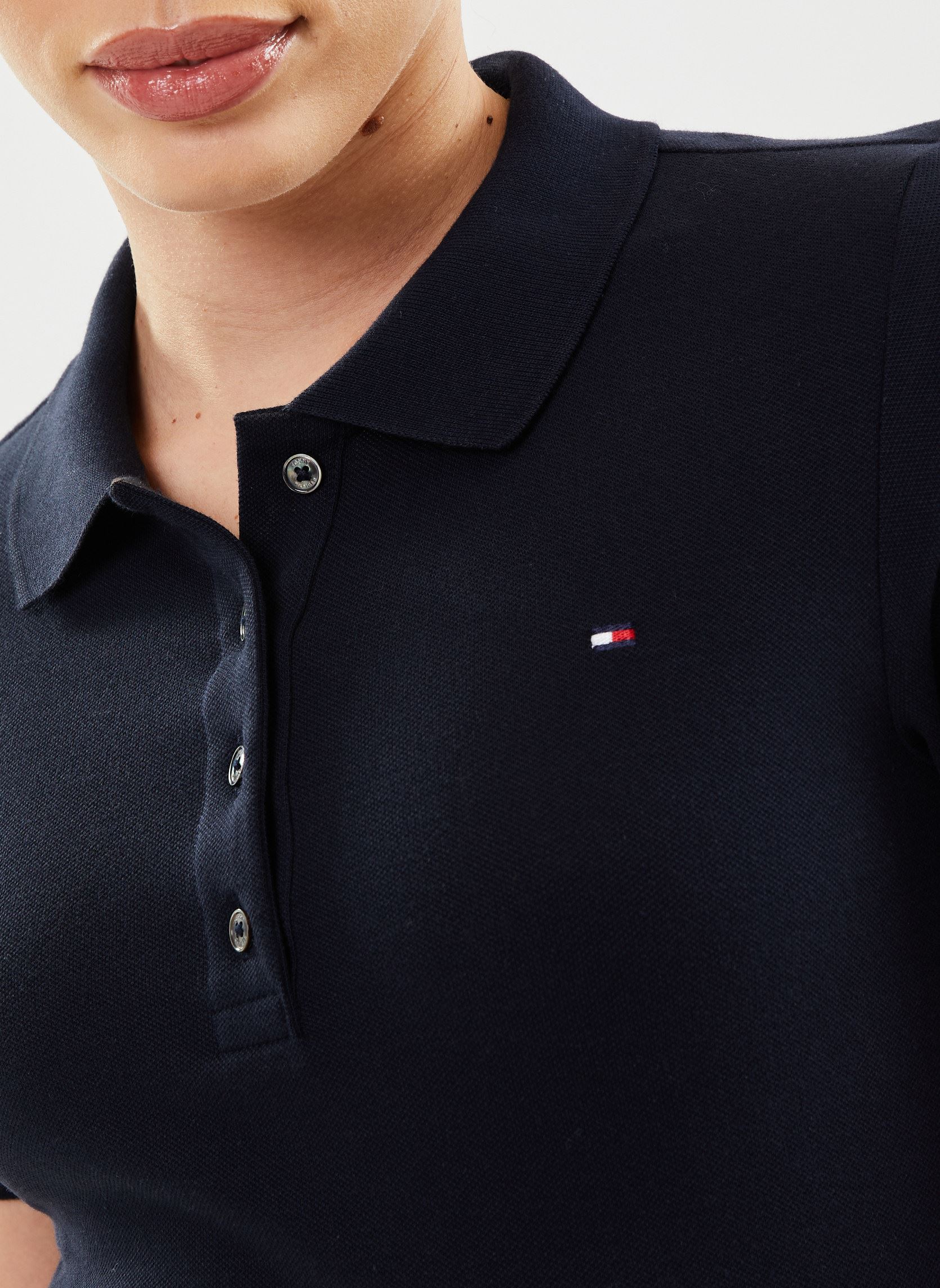 Polos manches courtes 1985 Slim Pique Polo WW0WW42047 femme bleu Tommy Hilfiger Polos manches courtes 1985 Slim Pique Polo WW0WW42047 femme bleu DESERT SKY