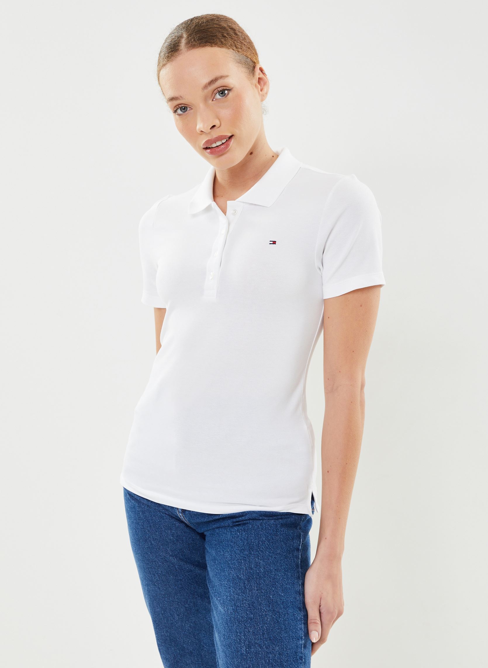 Polos manches courtes 1985 Slim Pique Polo WW0WW42047 femme blanc Tommy Hilfiger Polos manches courtes 1985 Slim Pique Polo WW0WW42047 femme blanc TH OPTIC WHITE