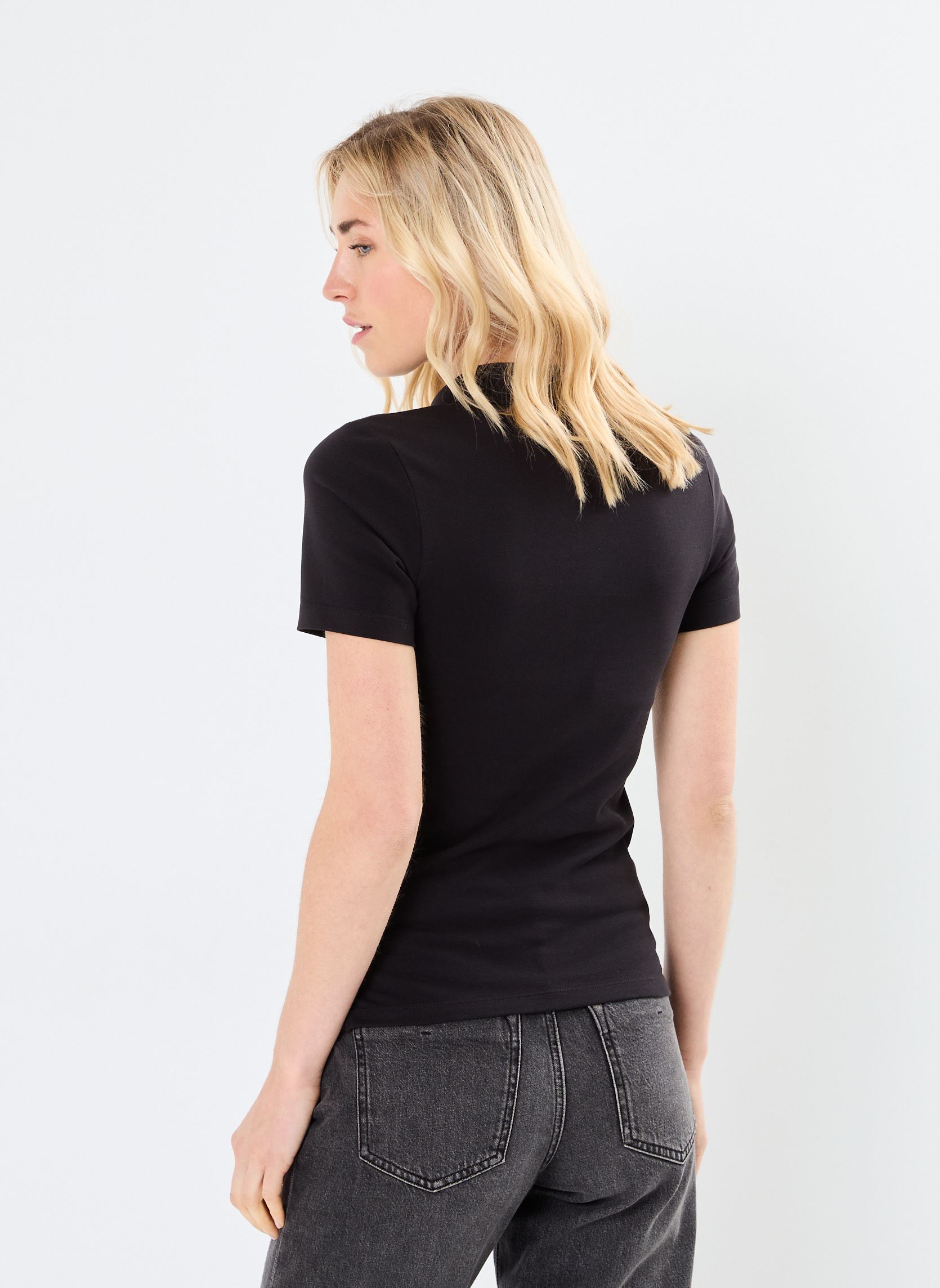 Polo a maniche corte 1985 Slim Pique Polo WW0WW42047 donna nero Tommy Hilfiger Polo a maniche corte 1985 Slim Pique Polo WW0WW42047 donna nero BLACK