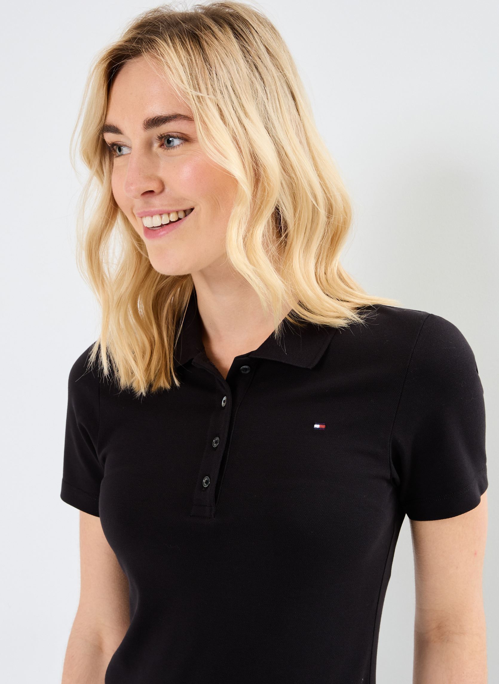 Polo a maniche corte 1985 Slim Pique Polo WW0WW42047 donna nero Tommy Hilfiger Polo a maniche corte 1985 Slim Pique Polo WW0WW42047 donna nero BLACK