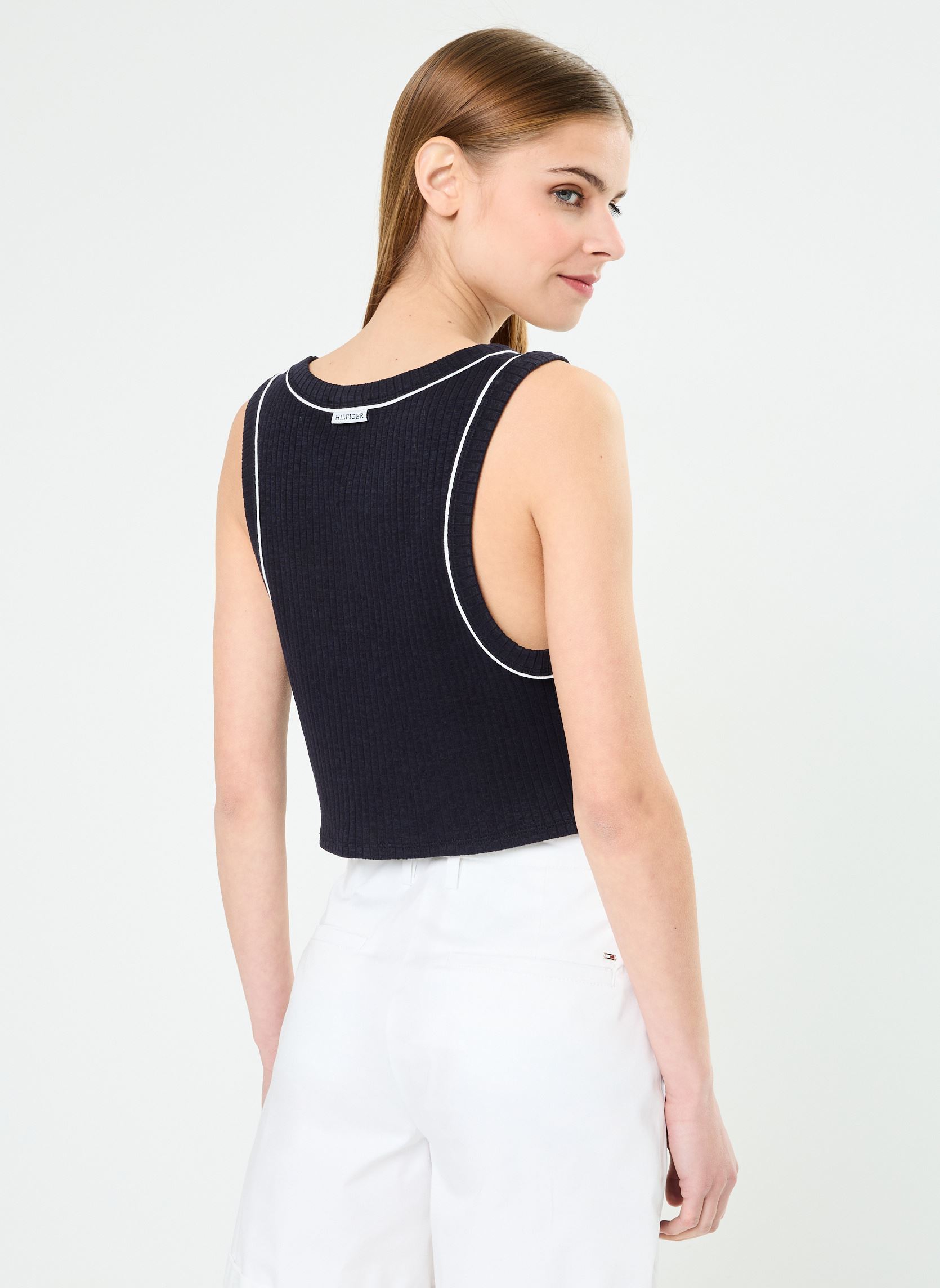 Débardeurs Tank Top UW0UW05232 femme bleu Tommy Hilfiger Débardeurs Tank Top UW0UW05232 femme bleu DESERT SKY