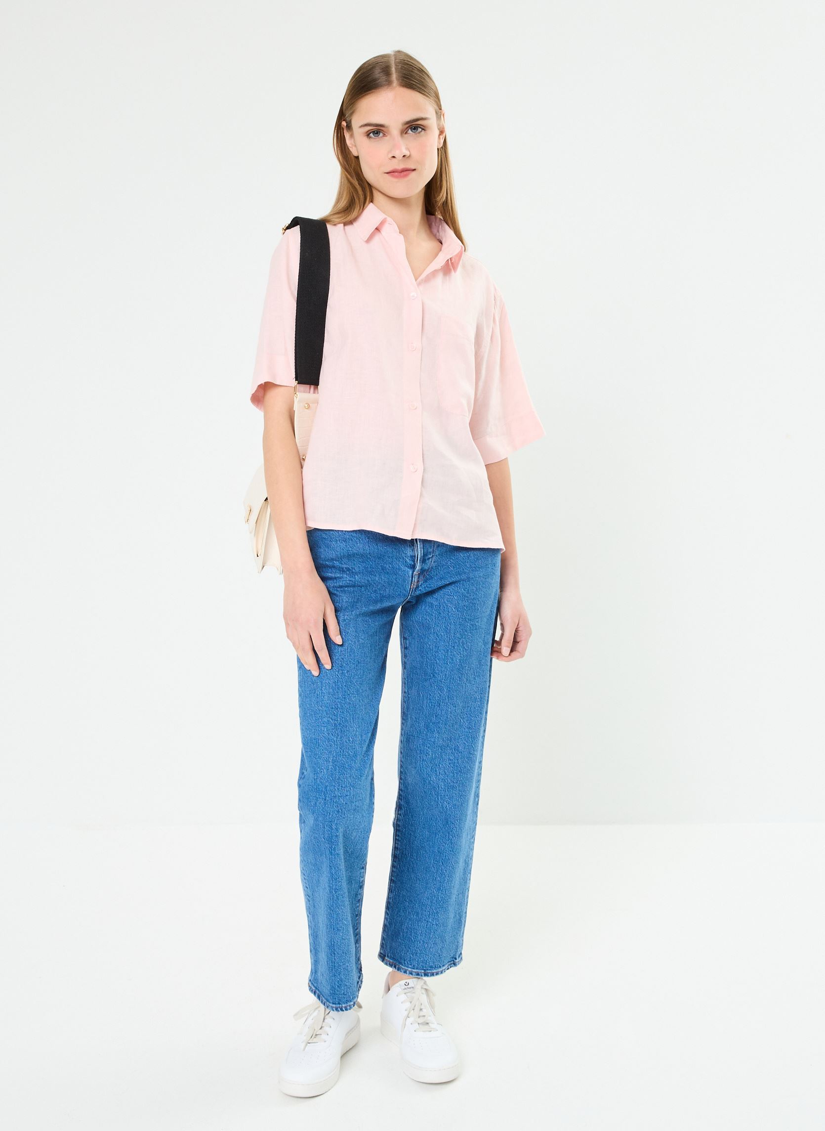 Kurzarm-Hemden Linen Ss Shirt WW0WW41392 damen rosa Tommy Hilfiger Kurzarm-Hemden Linen Ss Shirt WW0WW41392 damen rosa WHIMSY PINK