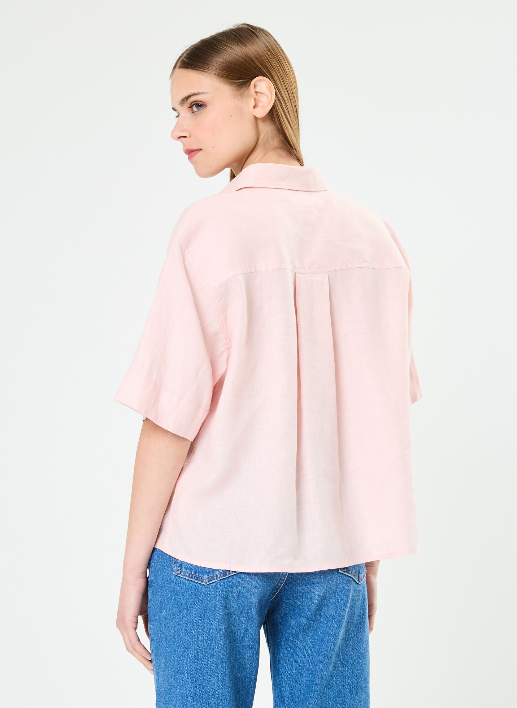 Kurzarm-Hemden Linen Ss Shirt WW0WW41392 damen rosa Tommy Hilfiger Kurzarm-Hemden Linen Ss Shirt WW0WW41392 damen rosa WHIMSY PINK