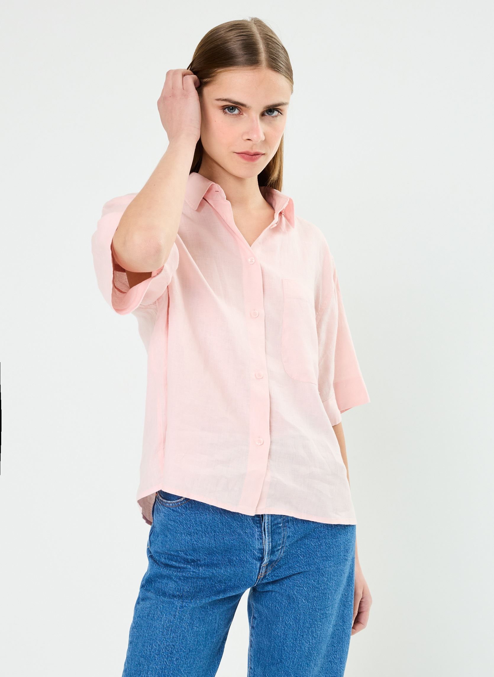 Vêtements Tommy Hilfiger Linen Ss Shirt WW0WW41392 pour Accessoires