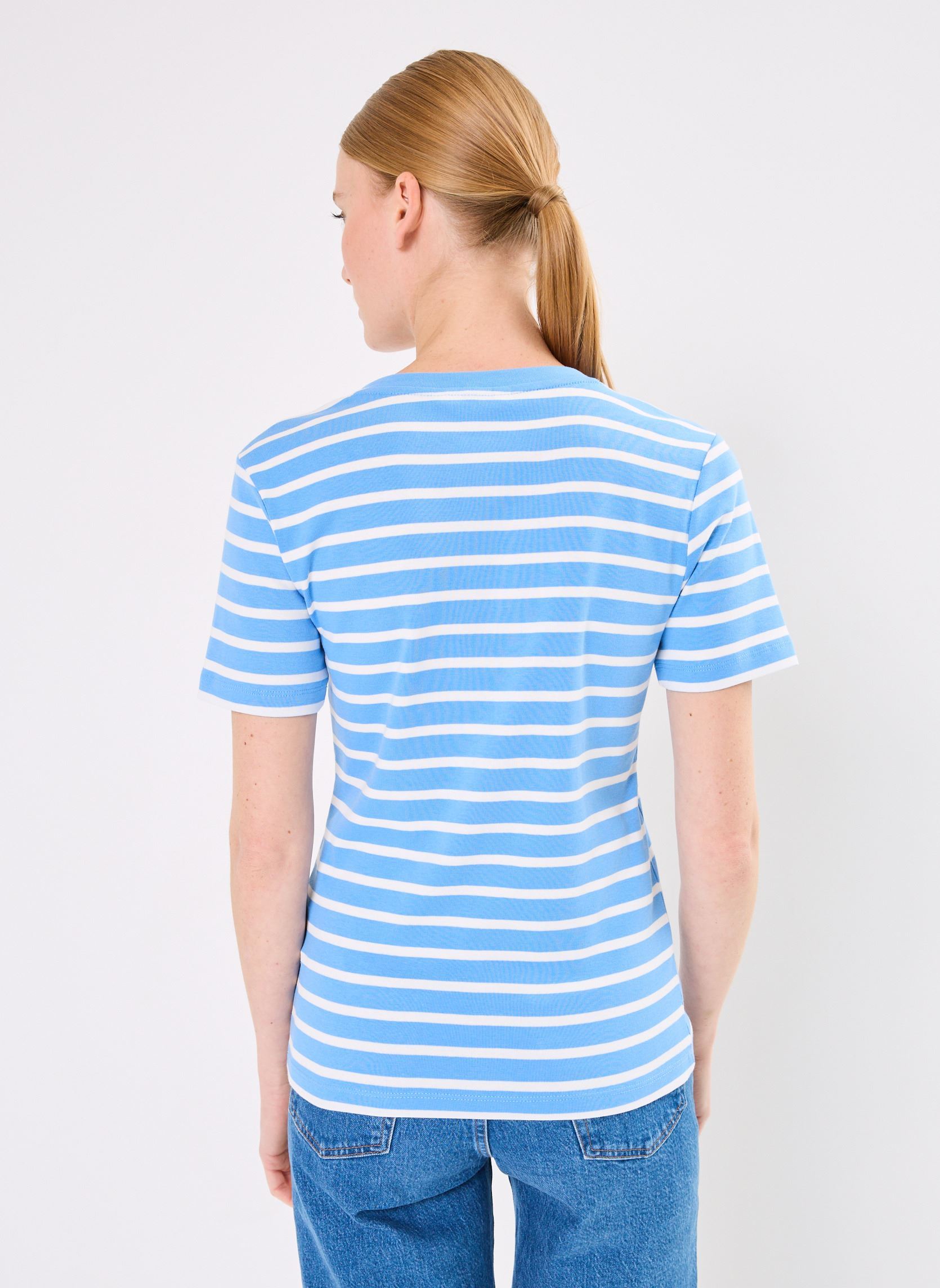Tee-shirts manches courtes New Slim Cody V-Neck WW0WW40584 femme bleu Tommy Hilfiger Tee-shirts manches courtes New Slim Cody V-Neck WW0WW40584 femme bleu BRETON STP/ BLUE SPELL/ ECRU