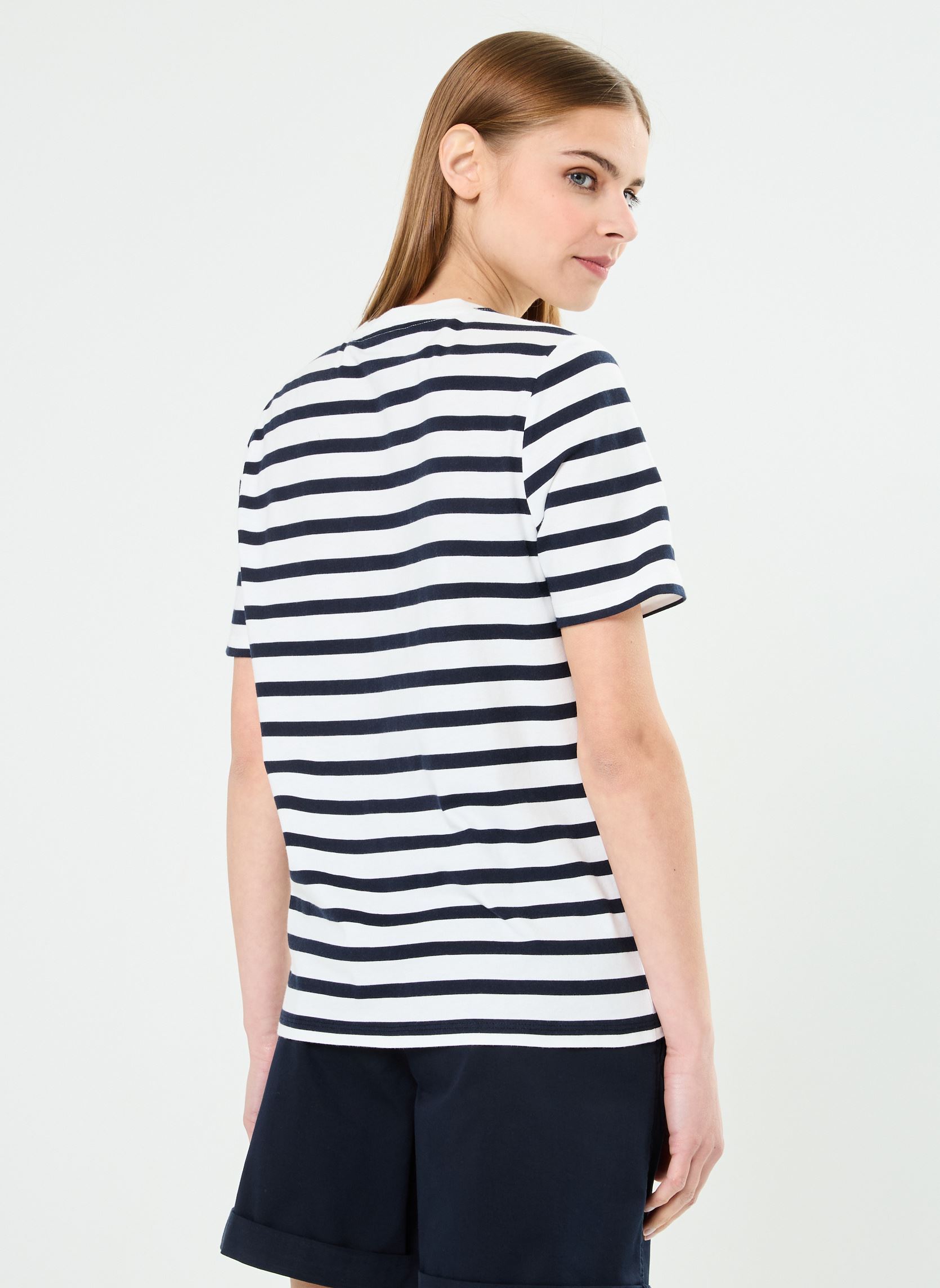 Kurzarm-T-Shirts Reg Gold Button C-Nk damen weiß Tommy Hilfiger Kurzarm-T-Shirts Reg Gold Button C-Nk damen weiß WHITE STRIPE