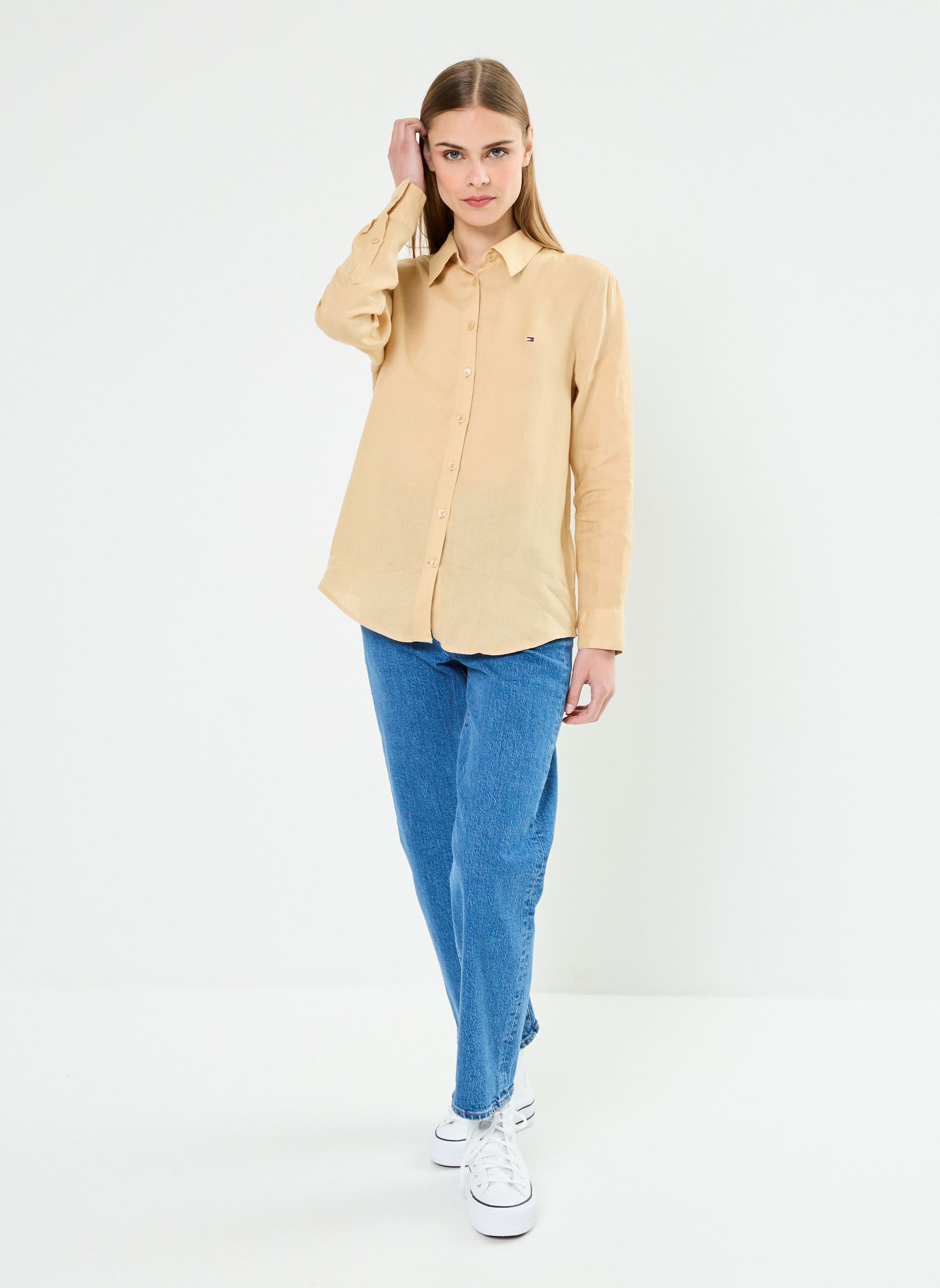 Camicie a maniche lunghe Linen Relaxed Shirt WW0WW42037 donna beige Tommy Hilfiger Camicie a maniche lunghe Linen Relaxed Shirt WW0WW42037 donna beige HARVEST WHEAT