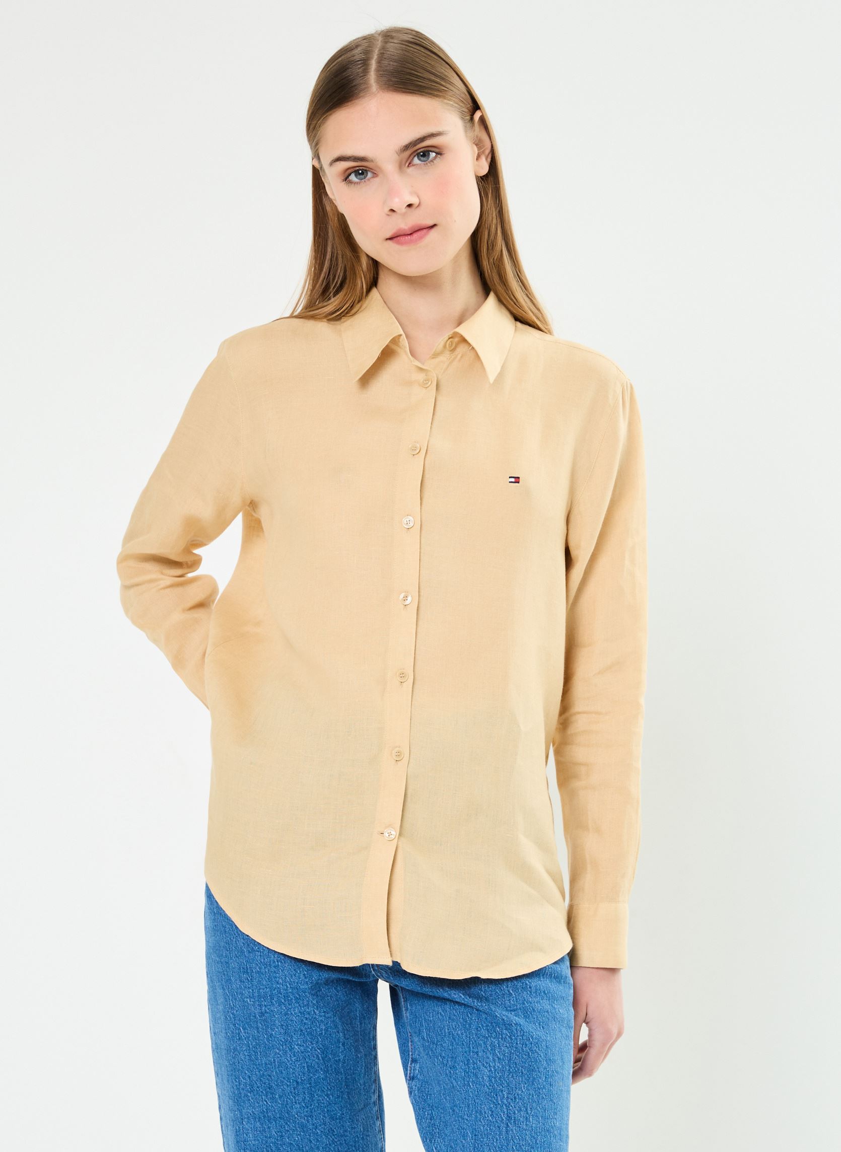Camicie a maniche lunghe Linen Relaxed Shirt WW0WW42037 donna beige Tommy Hilfiger Camicie a maniche lunghe Linen Relaxed Shirt WW0WW42037 donna beige HARVEST WHEAT