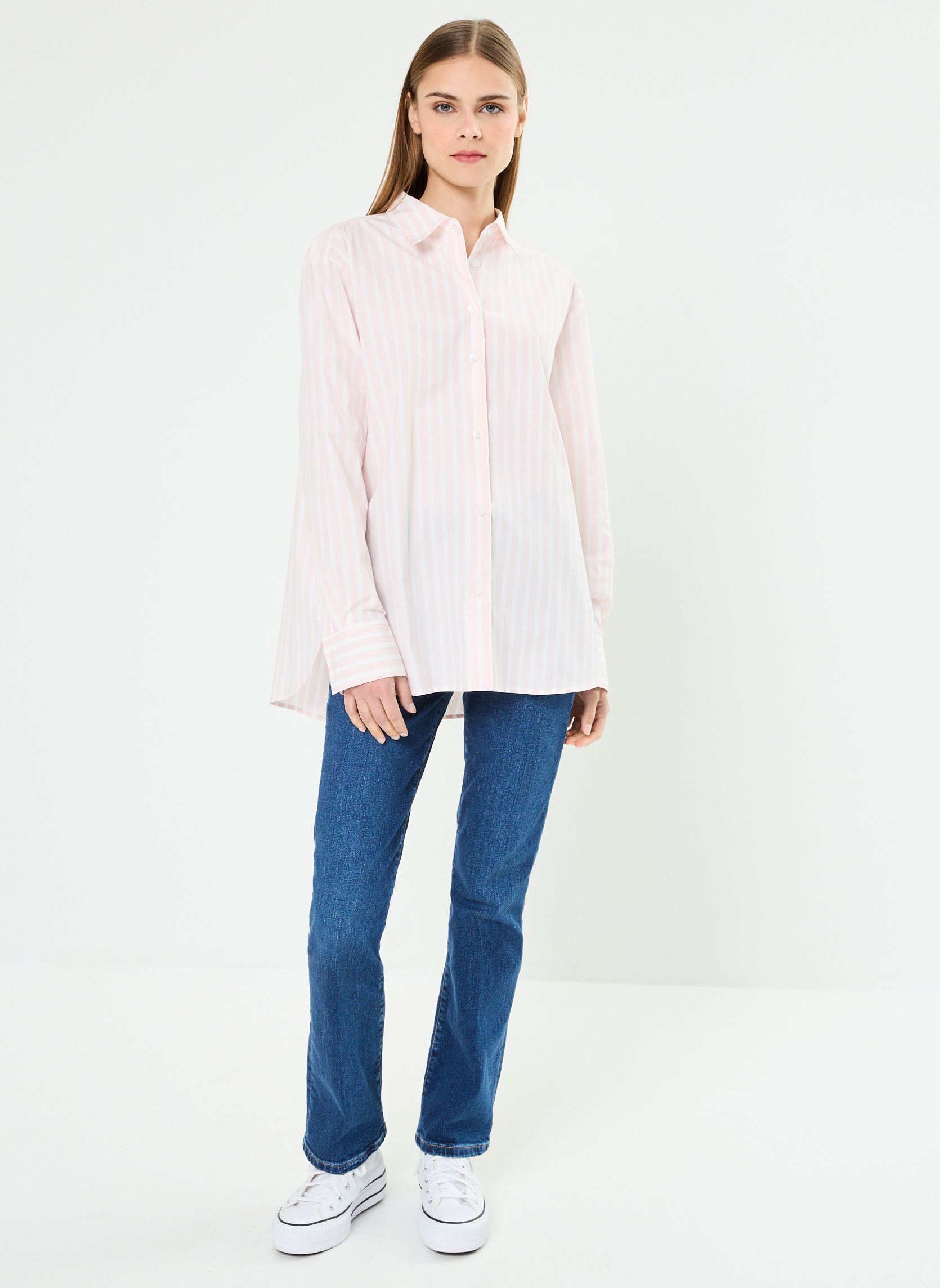 Chemises manches longues Smd Stripe Easy Fit WW0WW41854 femme rose Tommy Hilfiger Chemises manches longues Smd Stripe Easy Fit WW0WW41854 femme rose BOLD STP/ WHIMSY PINK