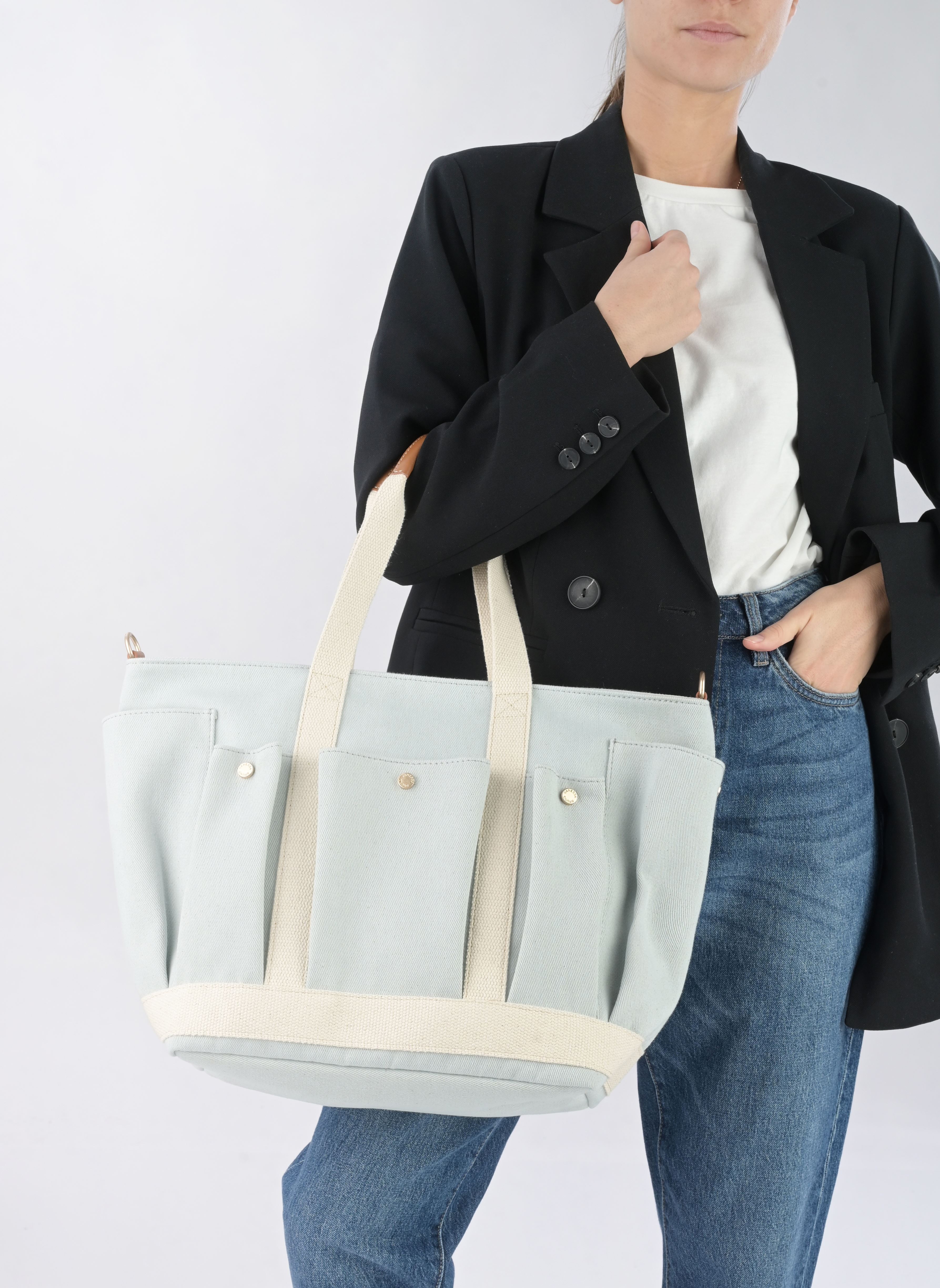Bolsas de compra Cabas Multipoches GM mujer azul Vanessa Bruno Bolsas de compra Cabas Multipoches GM mujer azul GLACIER