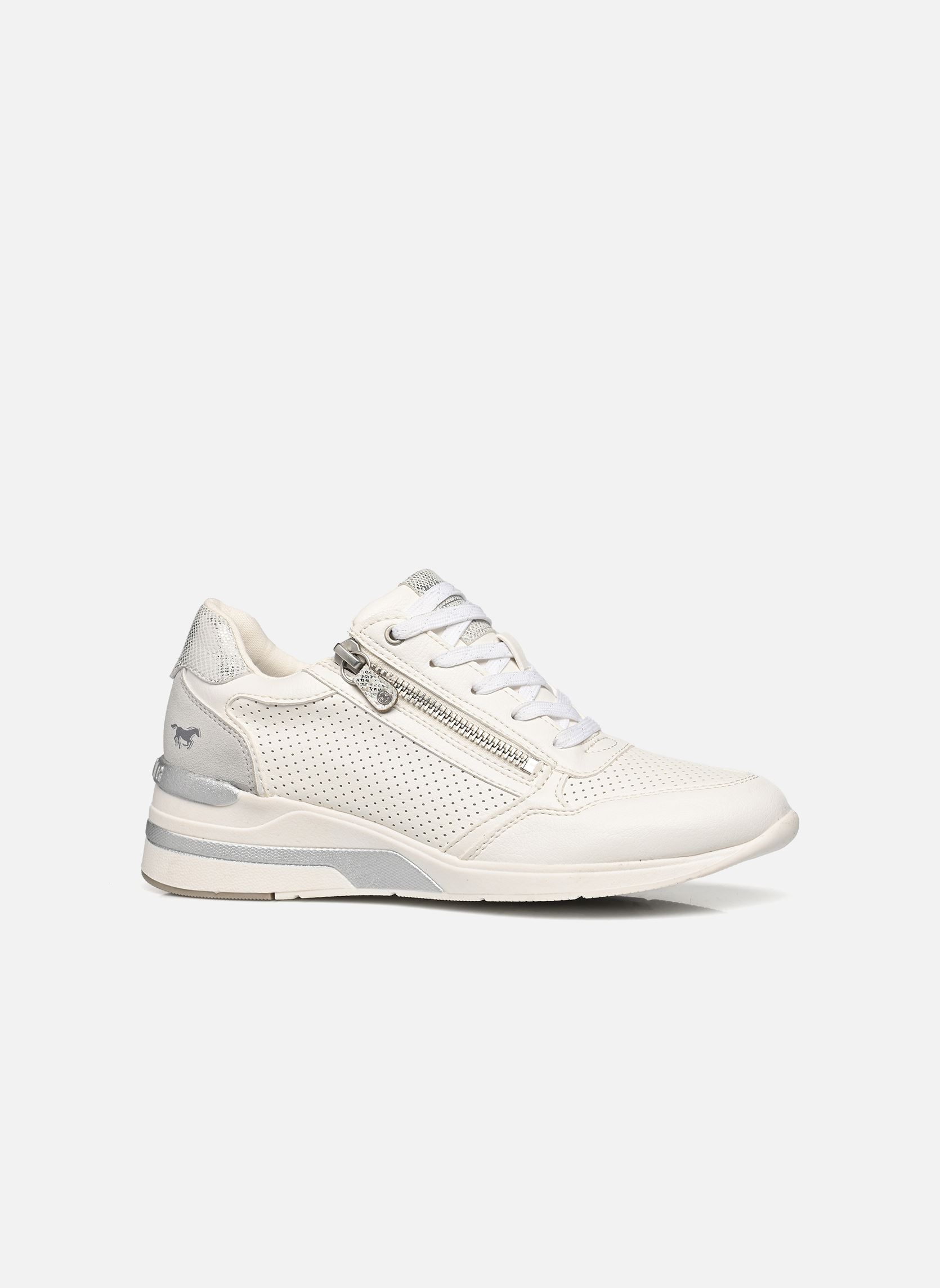 Baskets compensées 1486301 femme blanc Mustang shoes Baskets compensées 1486301 femme blanc Blanc/argent