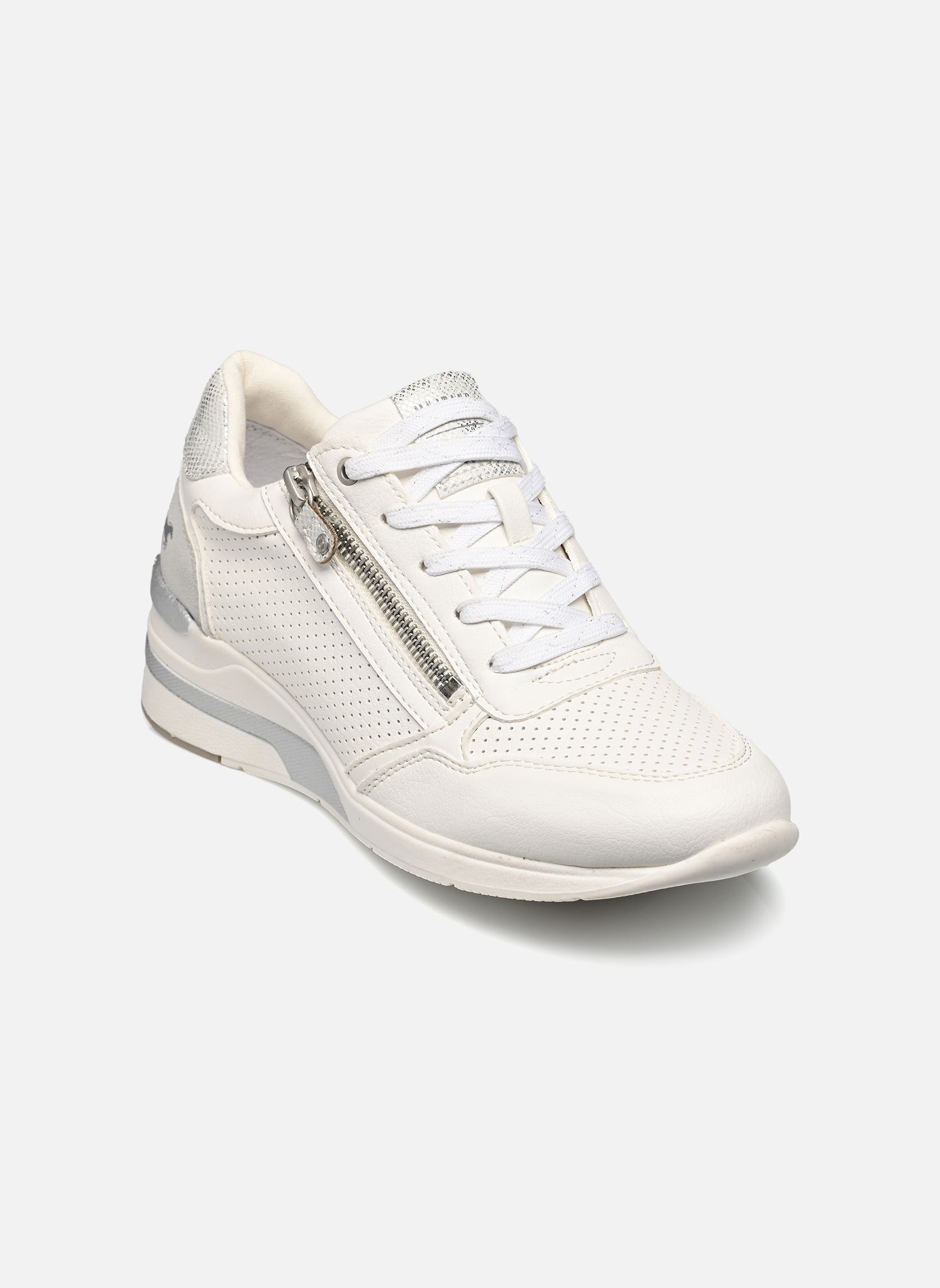 Baskets compensées 1486301 femme blanc Mustang shoes Baskets compensées 1486301 femme blanc Blanc/argent