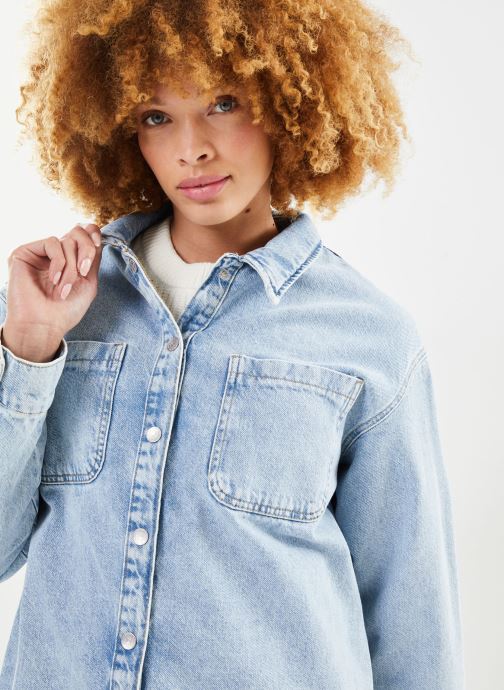 Camicia Giacca In Denim Noisy May NMALVA L/S: Maniche Lunghe, Vestibilità Regular, Blu Denim - Taglie Extra