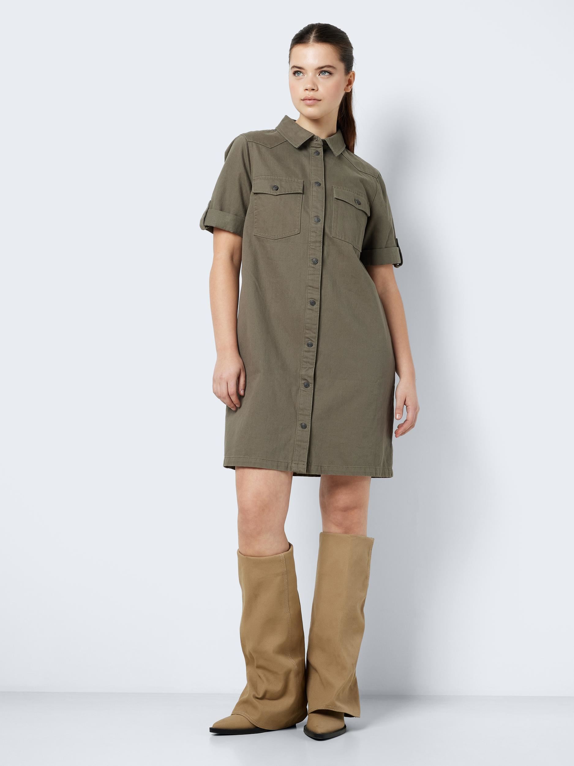 Robes Chemise Nmnew Signe S/S Denim Dress Clr Noos femme vert Noisy May Robes Chemise Nmnew Signe S/S Denim Dress Clr Noos femme vert Kalamata