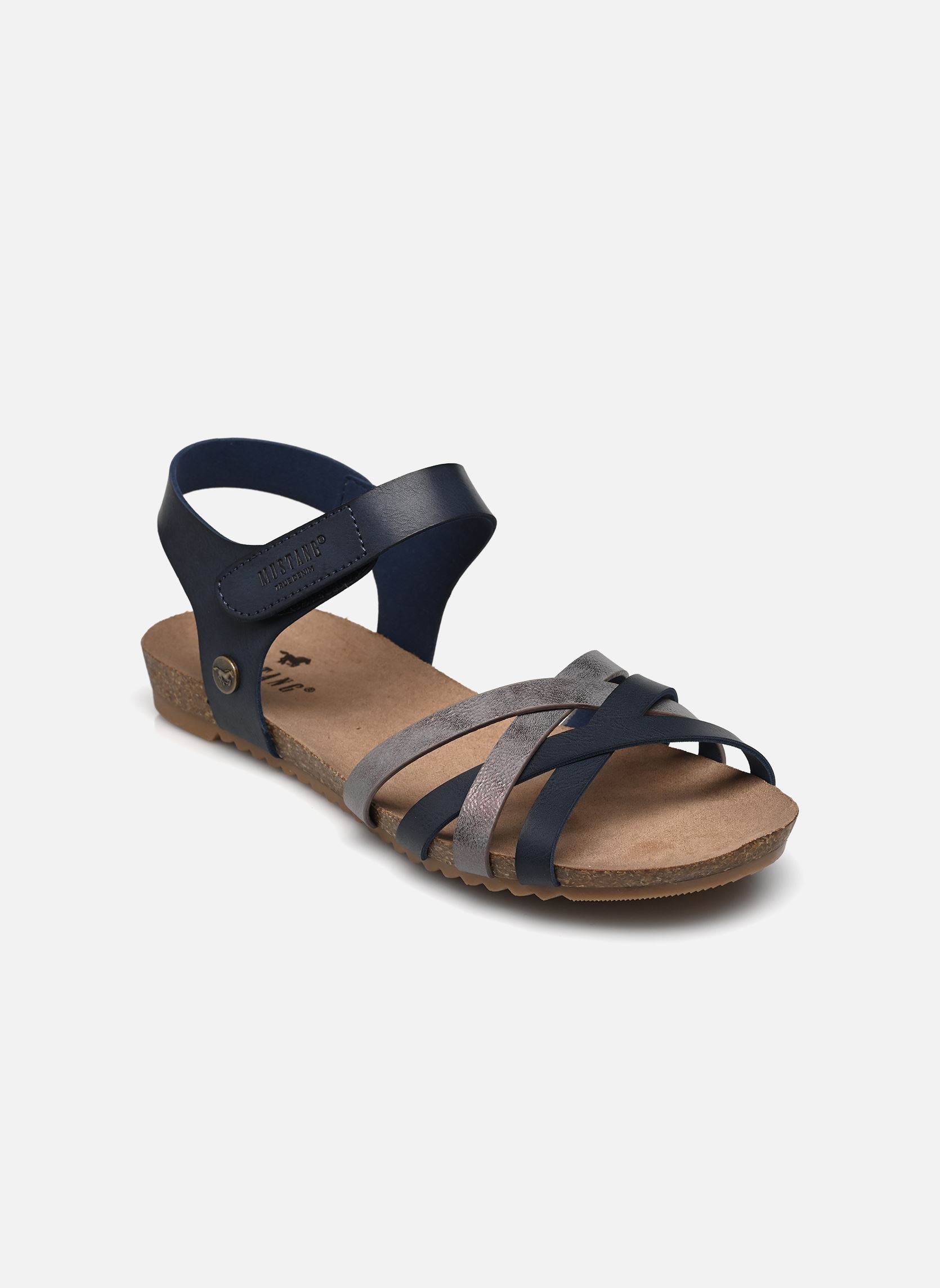 Flache Sandalen 1307811 damen blau Mustang shoes Flache Sandalen 1307811 damen blau Bleu foncé/Argent