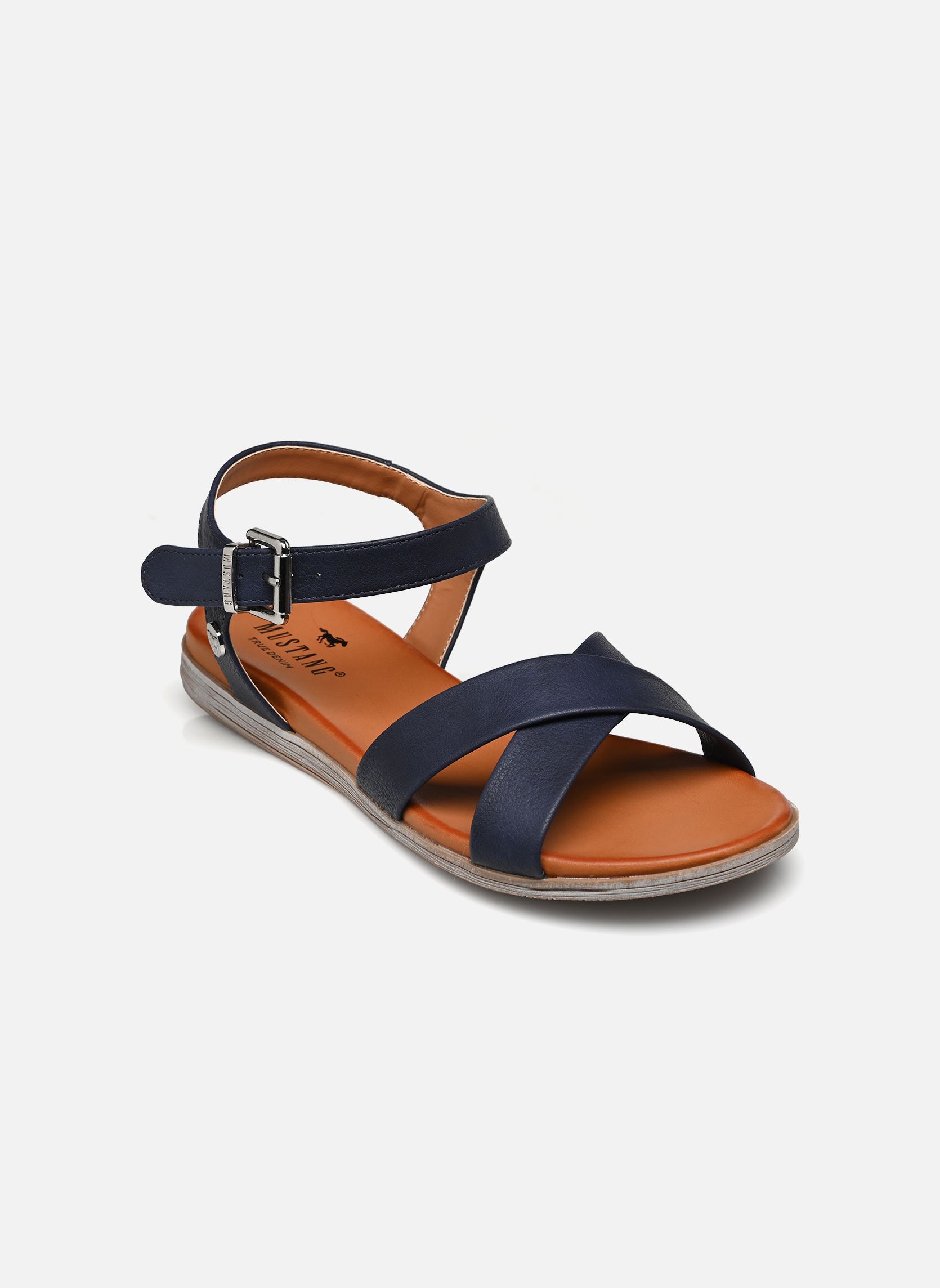 Flache Sandalen 1424808/800 damen blau Mustang shoes Flache Sandalen 1424808/800 damen blau Bleu Foncé
