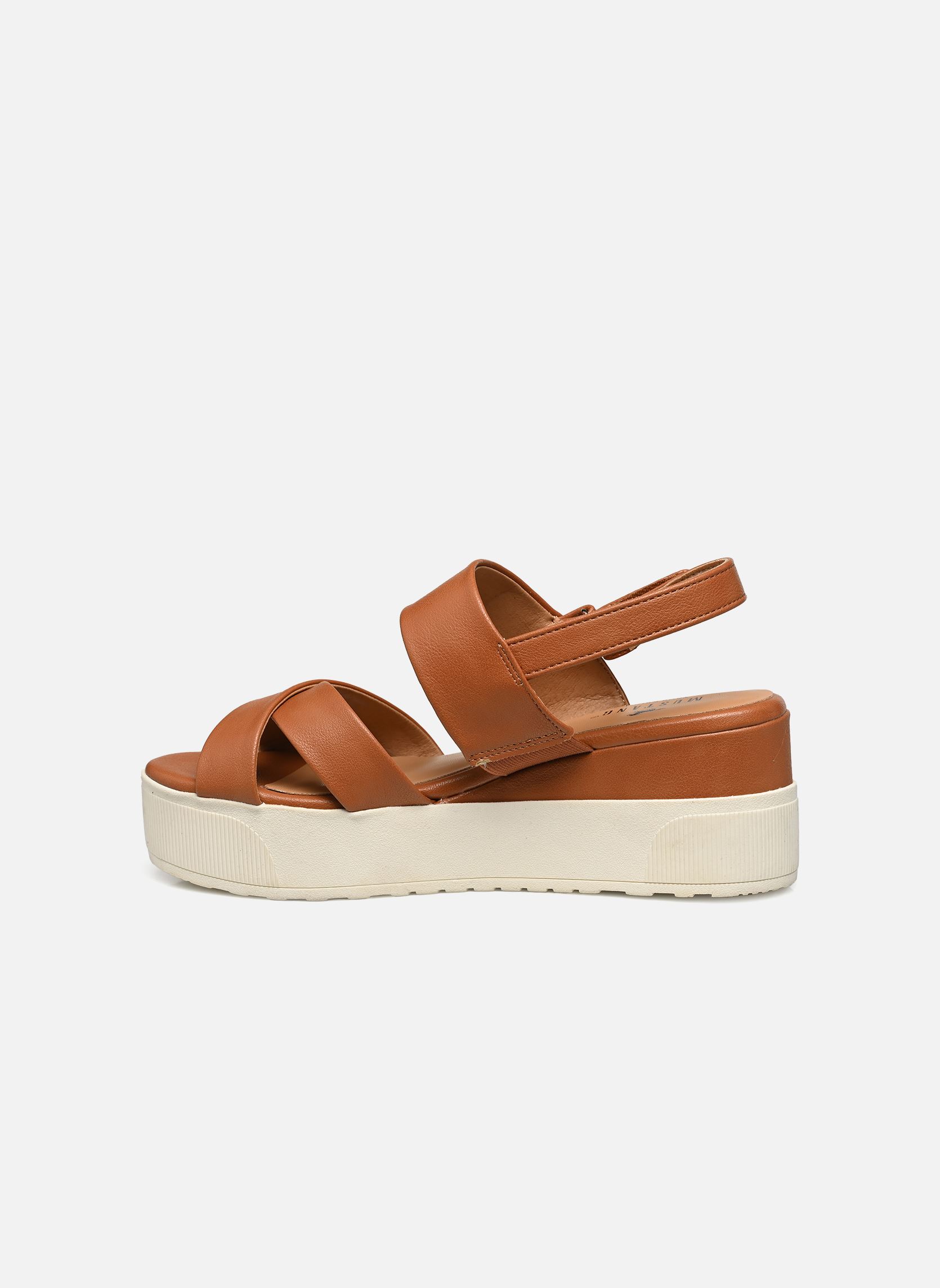 Sandalen met sleehak en plateau 1459801/307 dames bruin Mustang shoes Sandalen met sleehak en plateau 1459801/307 dames bruin Cognac