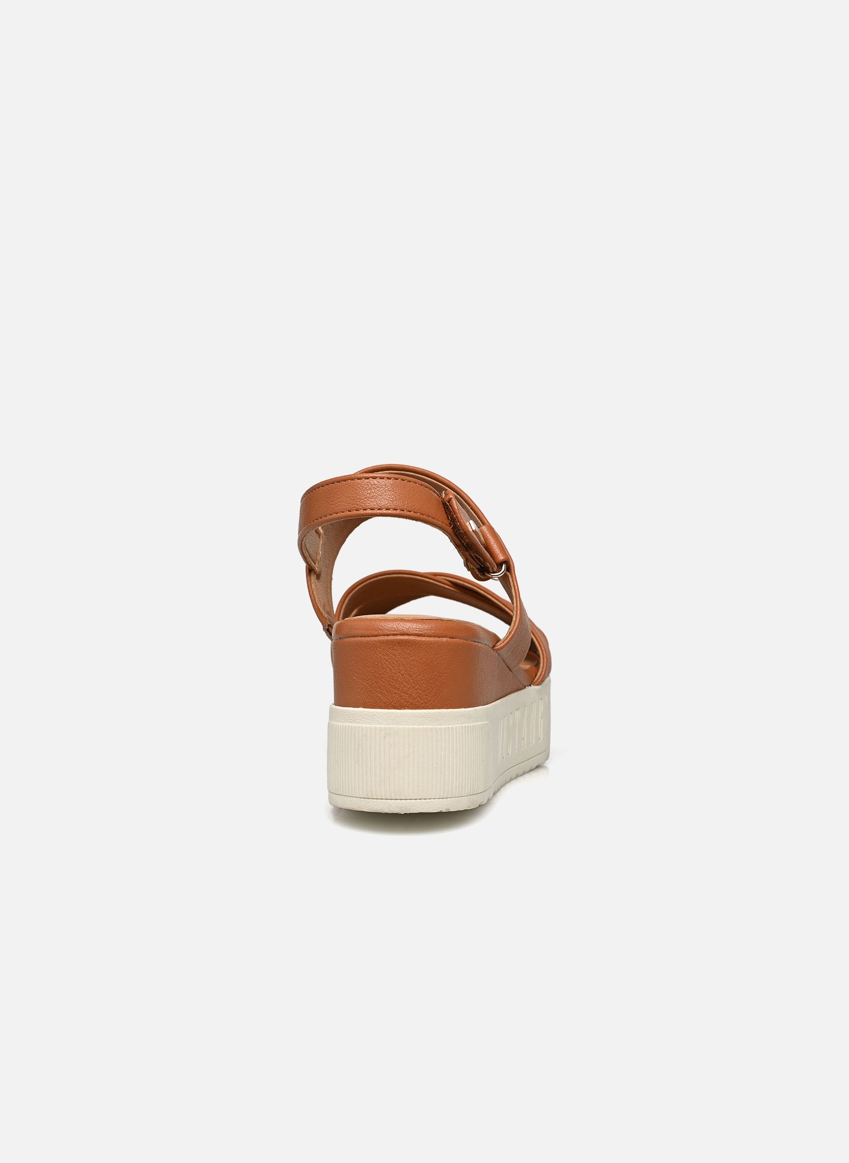 Sandalen met sleehak en plateau 1459801/307 dames bruin Mustang shoes Sandalen met sleehak en plateau 1459801/307 dames bruin Cognac