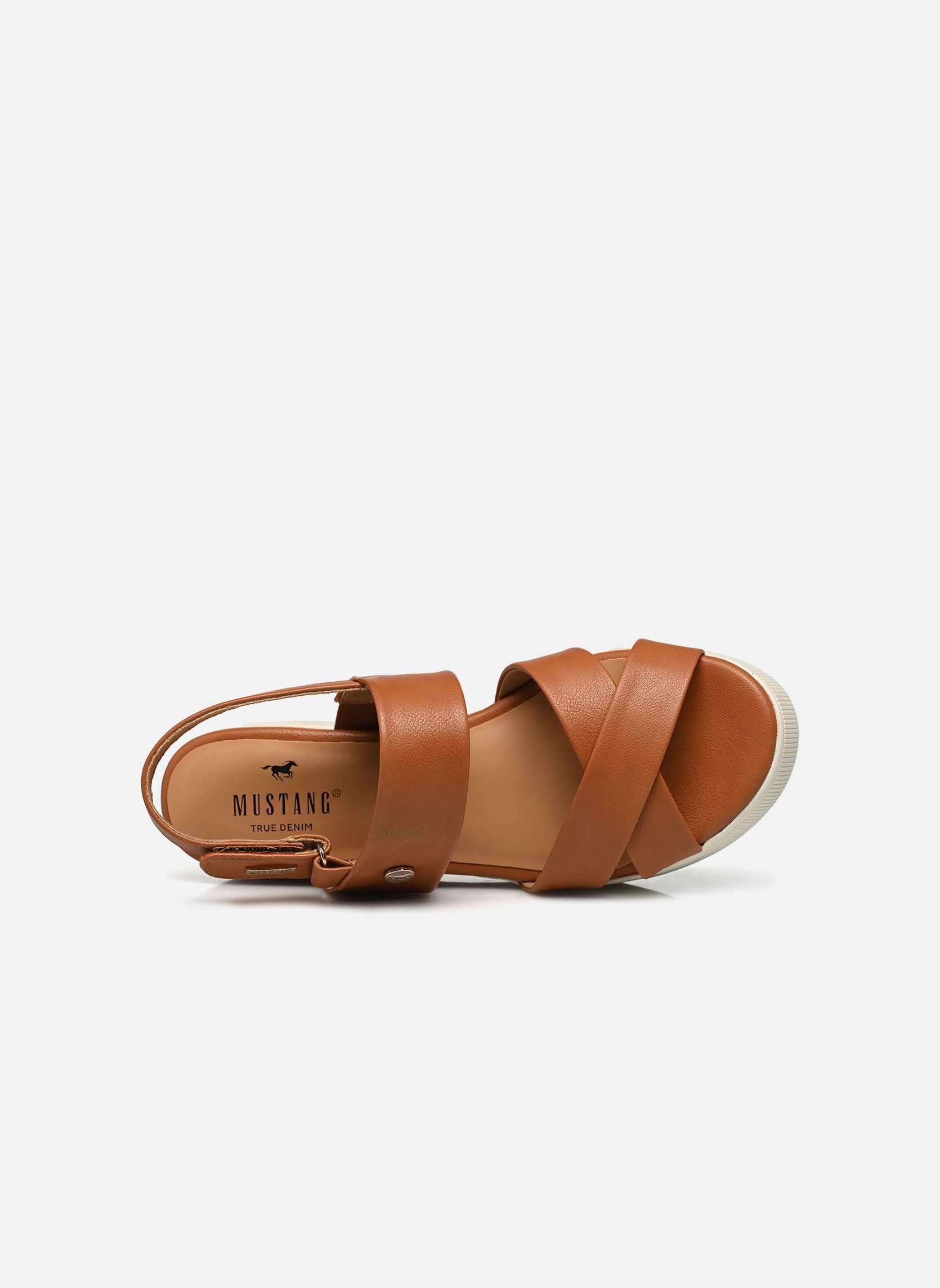Sandalen met sleehak en plateau 1459801/307 dames bruin Mustang shoes Sandalen met sleehak en plateau 1459801/307 dames bruin Cognac