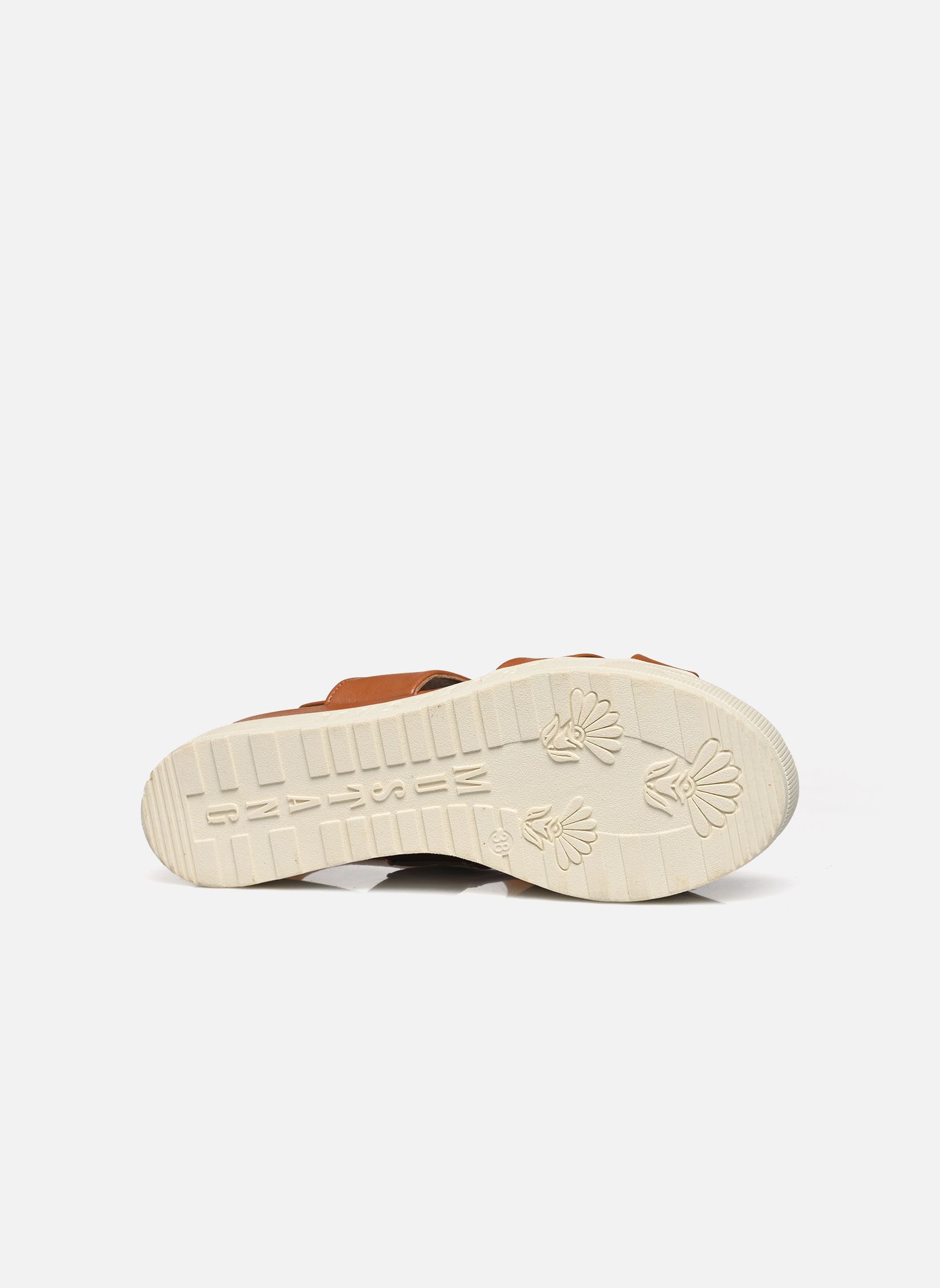 Sandalen met sleehak en plateau 1459801/307 dames bruin Mustang shoes Sandalen met sleehak en plateau 1459801/307 dames bruin Cognac