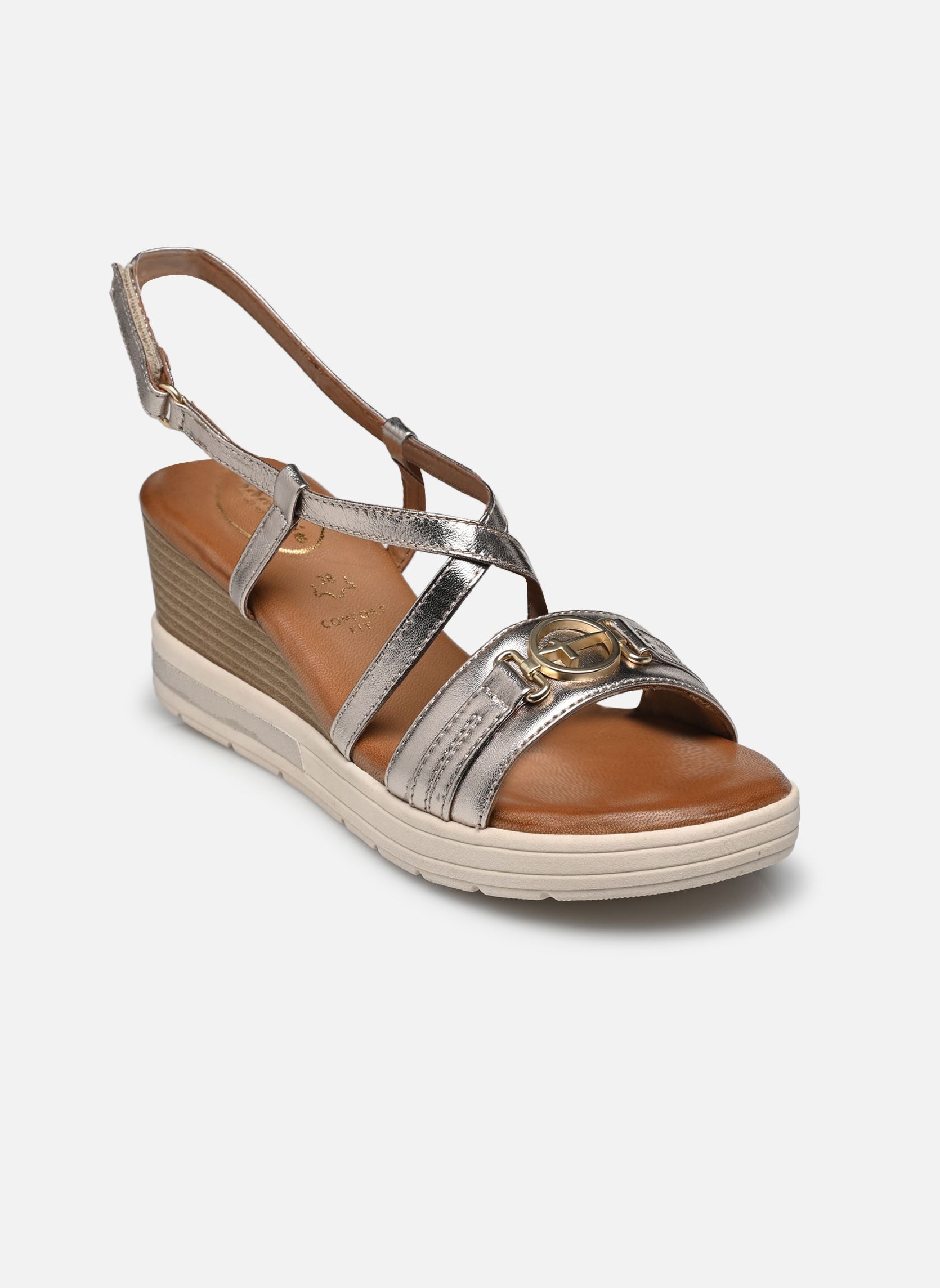 Sandalen met sleehak en plateau 88307-42 dames goud en brons Tamaris Comfort Sandalen met sleehak en plateau 88307-42 dames goud en brons LT GOLD
