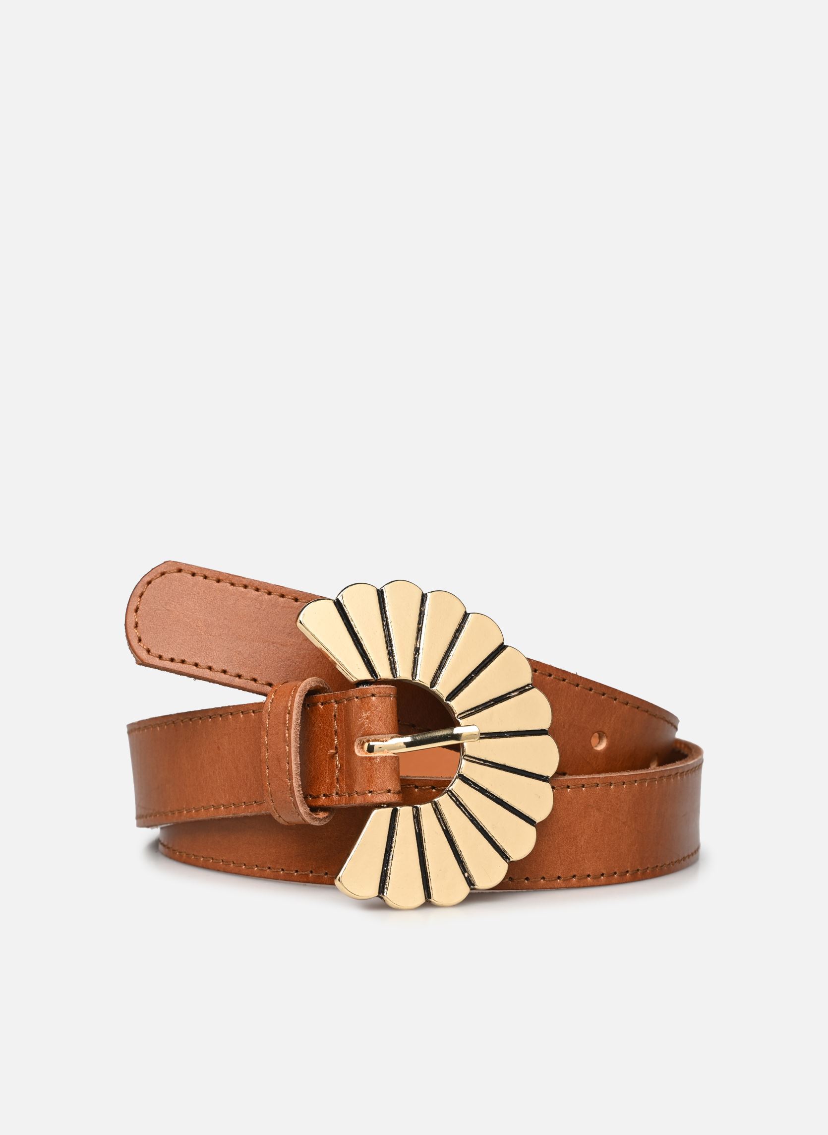 Ceintures PcAtyka Leather Jeans Belt femme marron Pieces Ceintures PcAtyka Leather Jeans Belt femme marron Cognac Antique Gold Trim