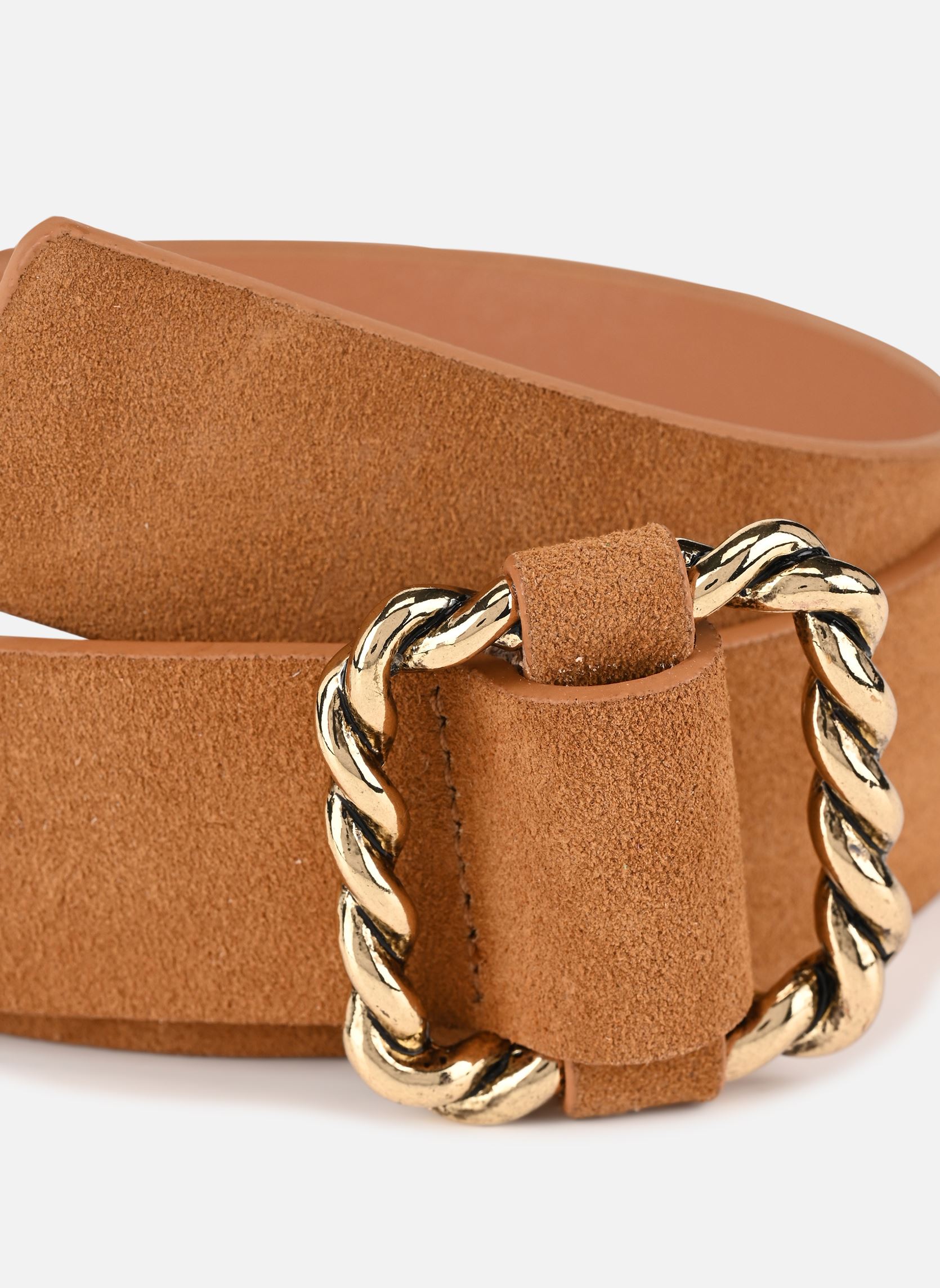 Ceintures Awian Suede Jeans Belt femme marron Pieces Ceintures Awian Suede Jeans Belt femme marron COGNAC ANTIQUE GOLD TRIM
