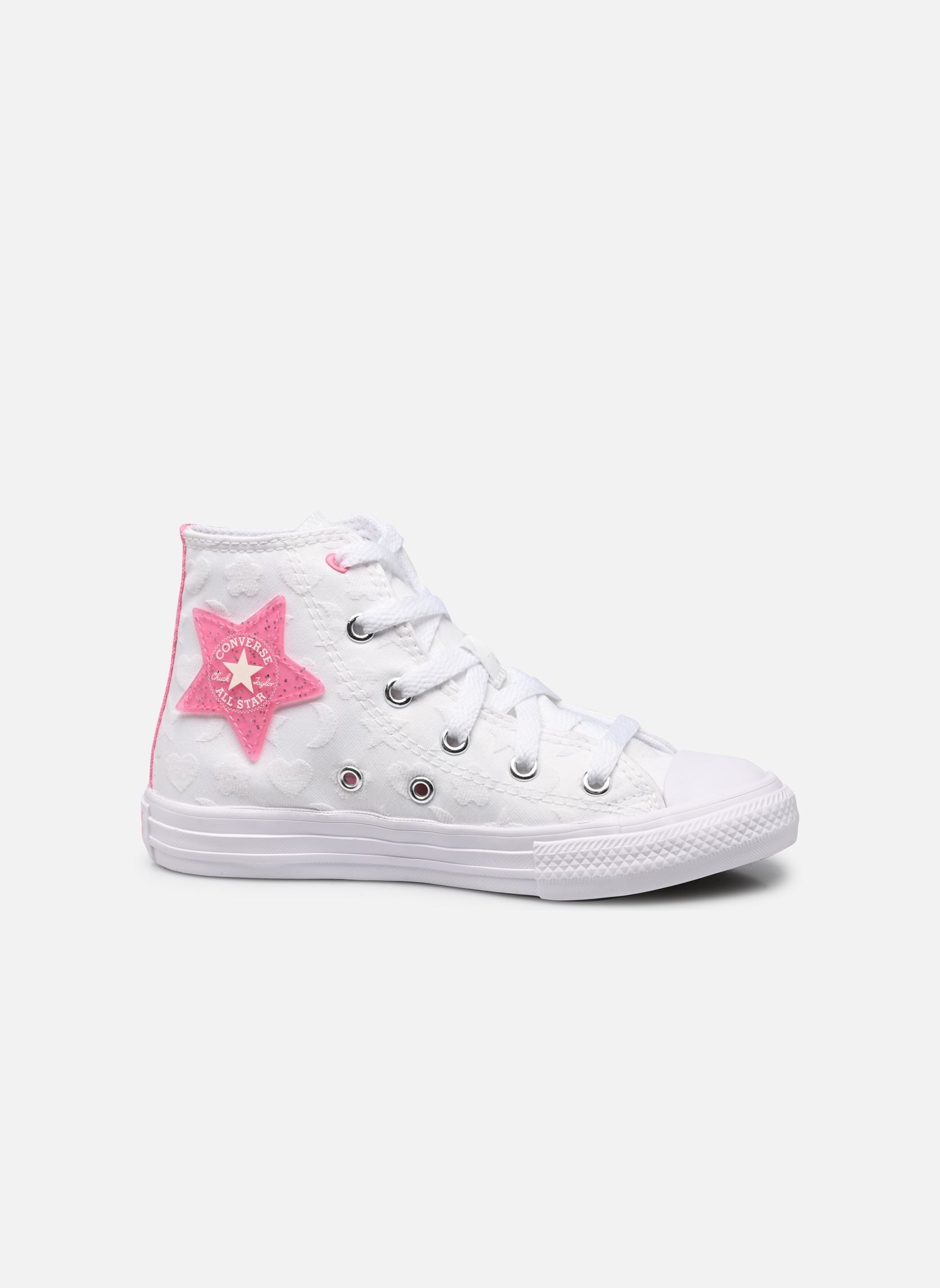 Zapatillas altas Chuck Taylor All Star Sparkle Hi C niña blanco Converse Zapatillas altas Chuck Taylor All Star Sparkle Hi C niña blanco WHITE/OOPS PINK/WHITE