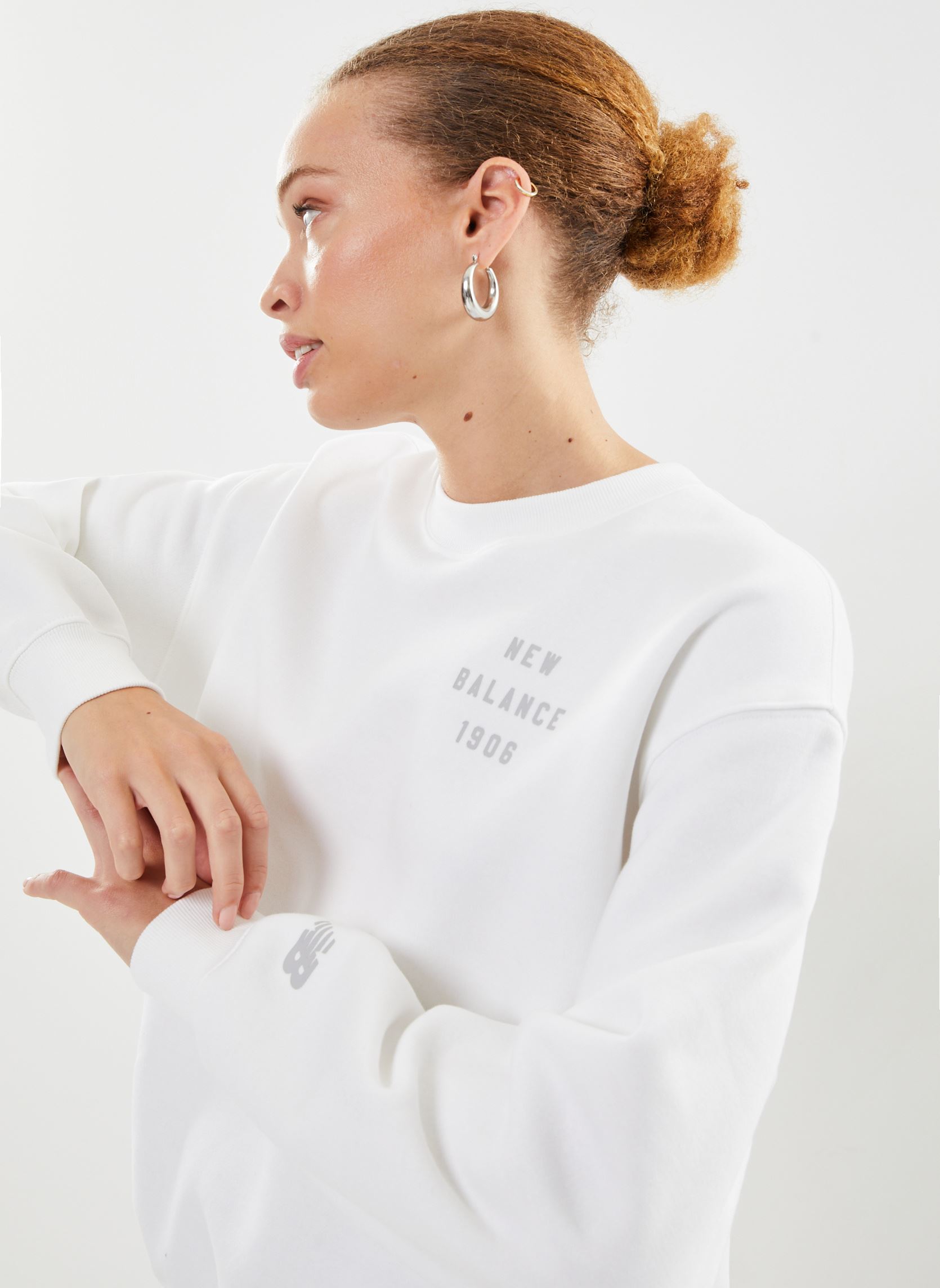 Sweater IC FLEECE CREW W dames wit New Balance Sweater IC FLEECE CREW W dames wit White