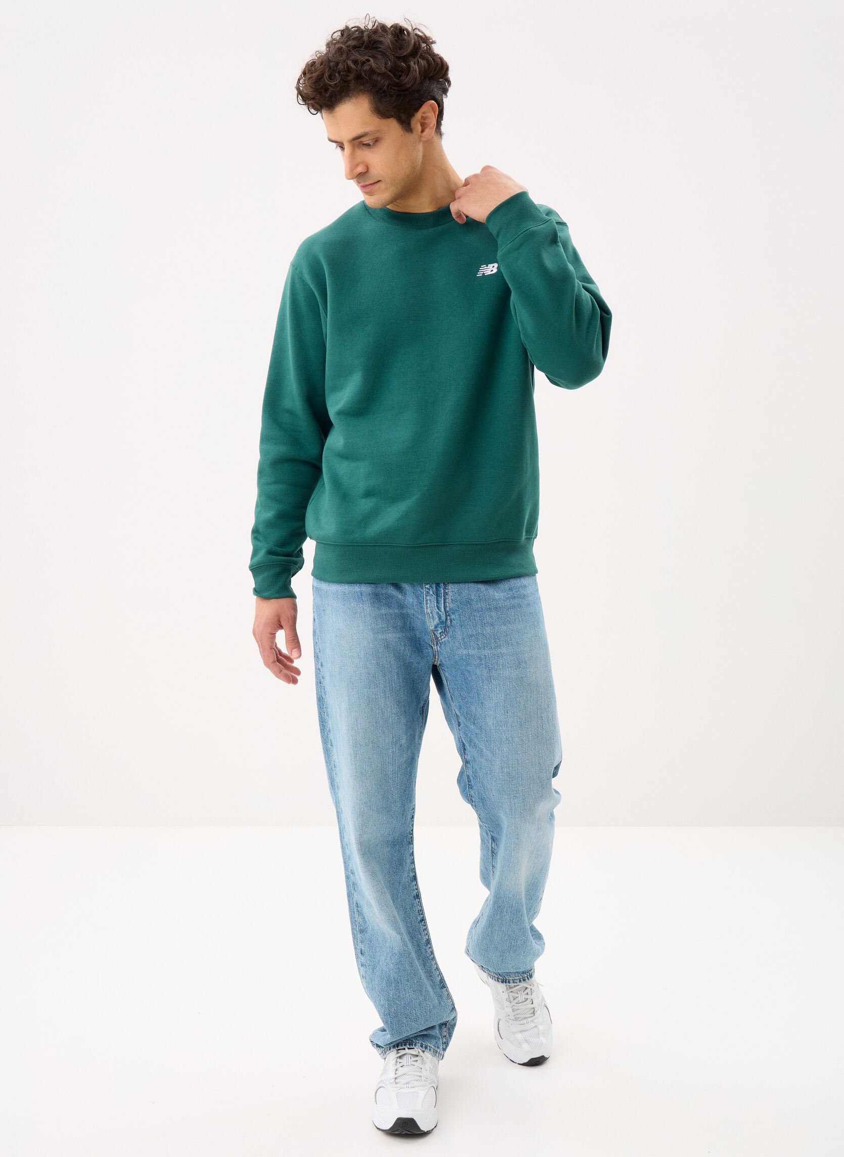 Sweats Sport Essentials Fleece Crew M homme vert New Balance Sweats Sport Essentials Fleece Crew M homme vert MEDUSA GREEN