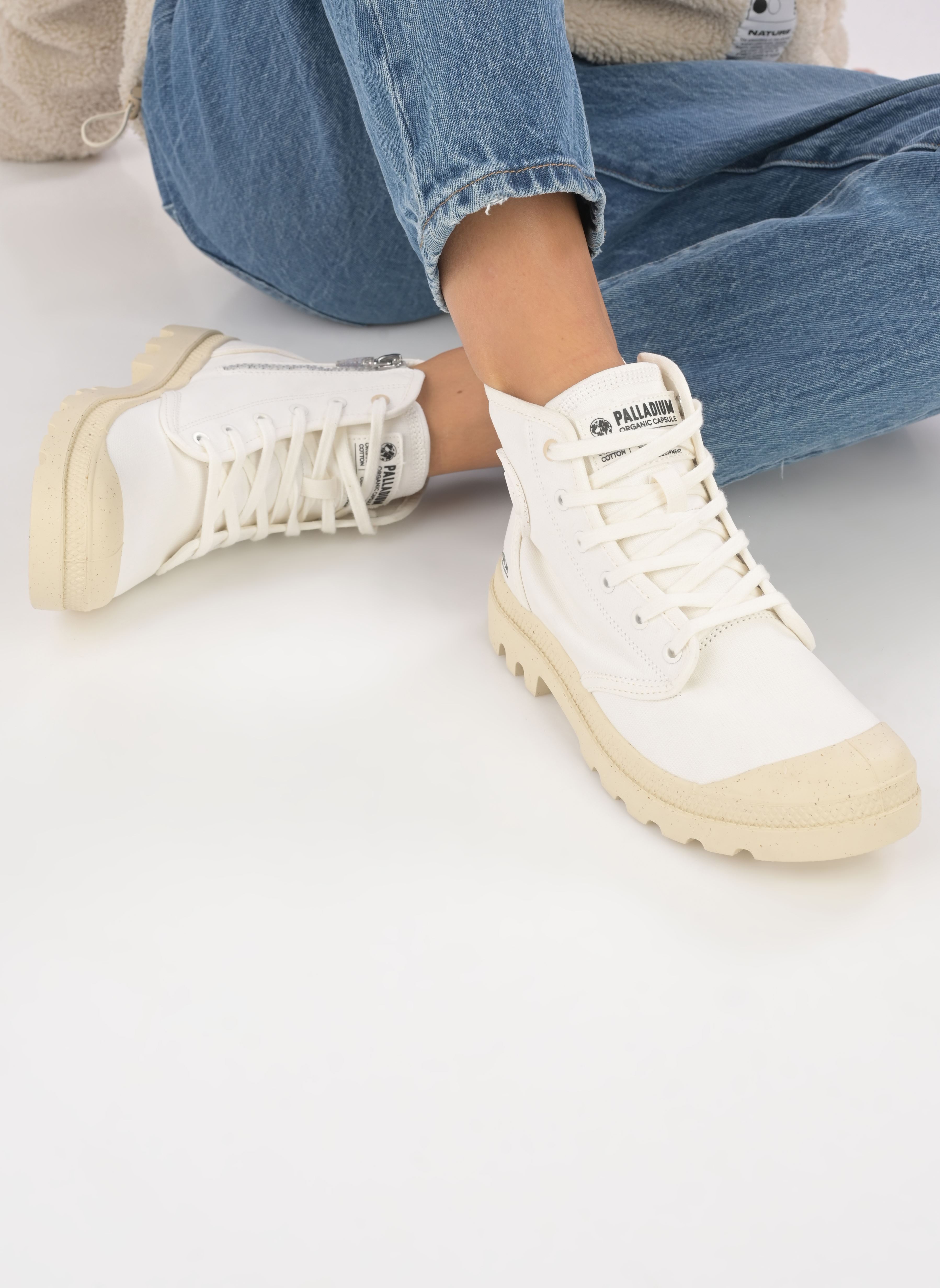Botines con cordones PAMPA HI ZIP ORGANIC mujer blanco Palladium Botines con cordones PAMPA HI ZIP ORGANIC mujer blanco STAR WHITE