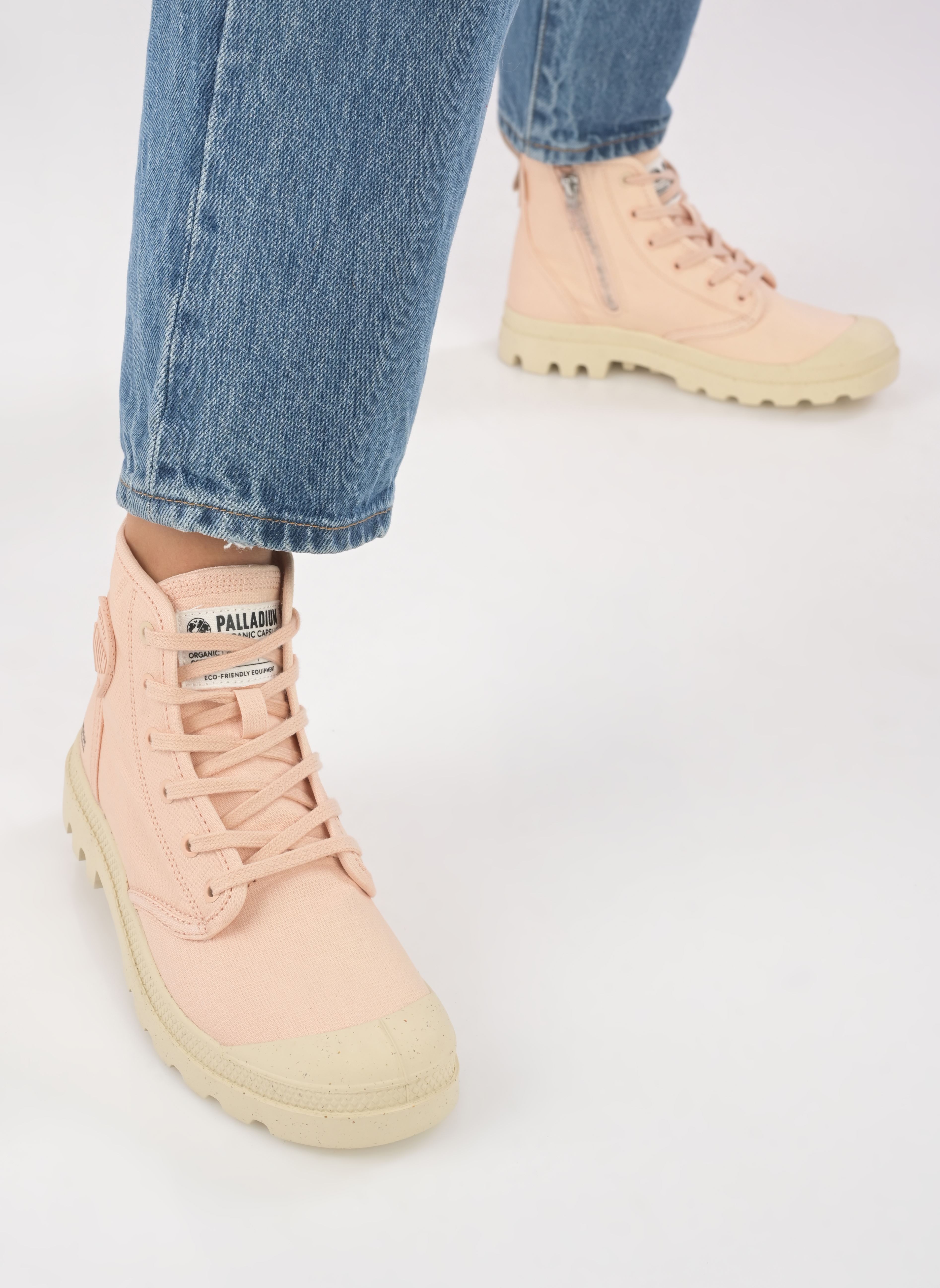 Bottines à lacets PAMPA HI ZIP ORGANIC femme rose Palladium Bottines à lacets PAMPA HI ZIP ORGANIC femme rose PEASKIN