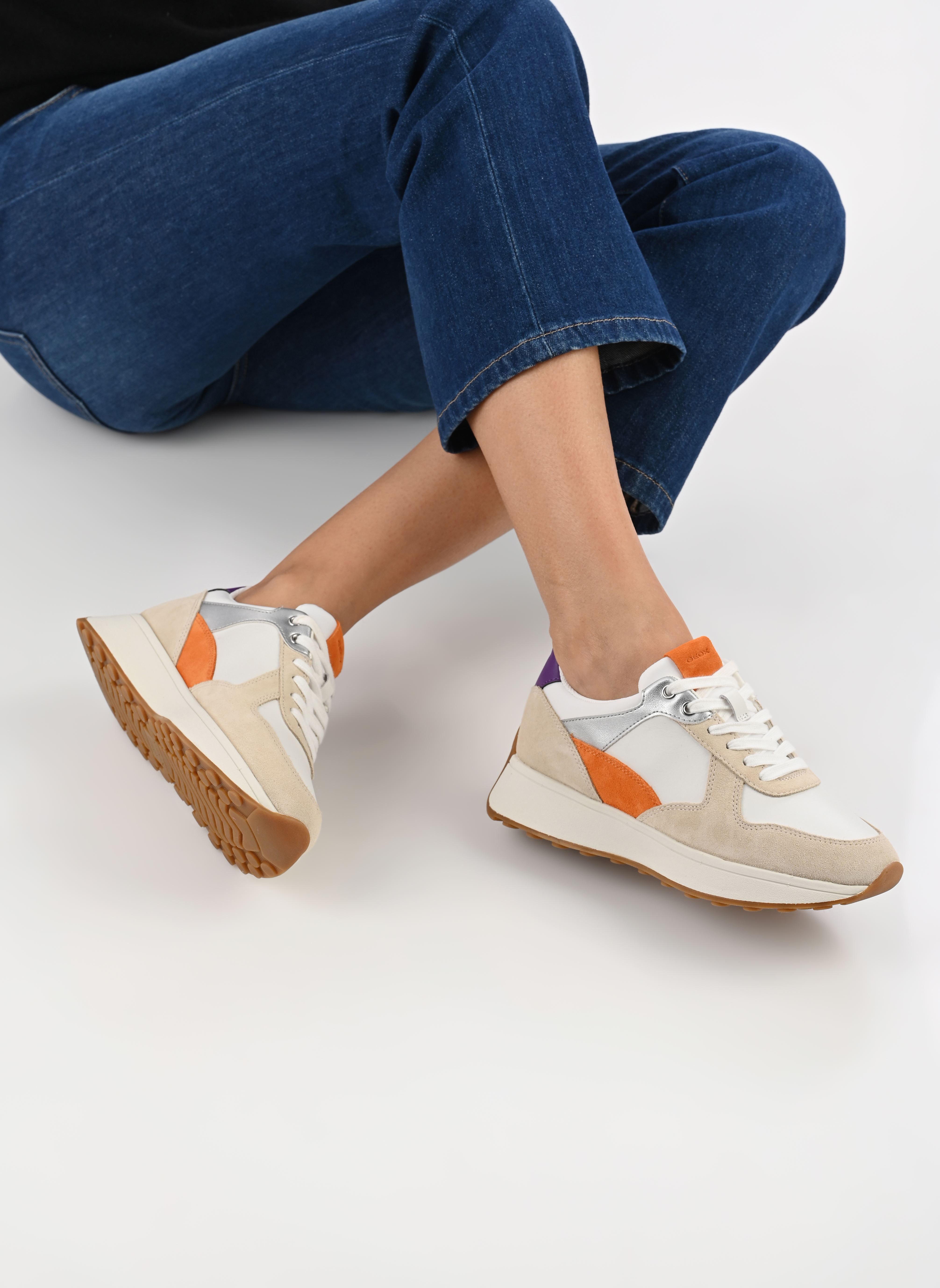 Knöchelhohe Sneaker D AMABEL A damen mehrfarbig Geox Knöchelhohe Sneaker D AMABEL A damen mehrfarbig OFF WHITE/ORANGE