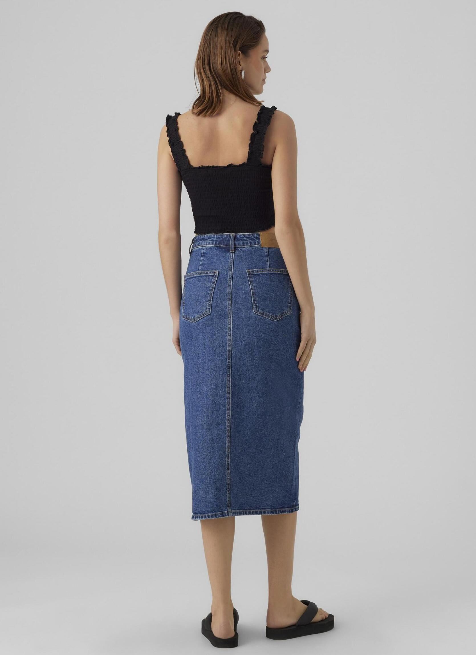 Jupes mi-longues Vmveri Hr Calf Denim Skirt Ga Noos femme bleu Vero Moda Jupes mi-longues Vmveri Hr Calf Denim Skirt Ga Noos femme bleu Medium Blue Denim