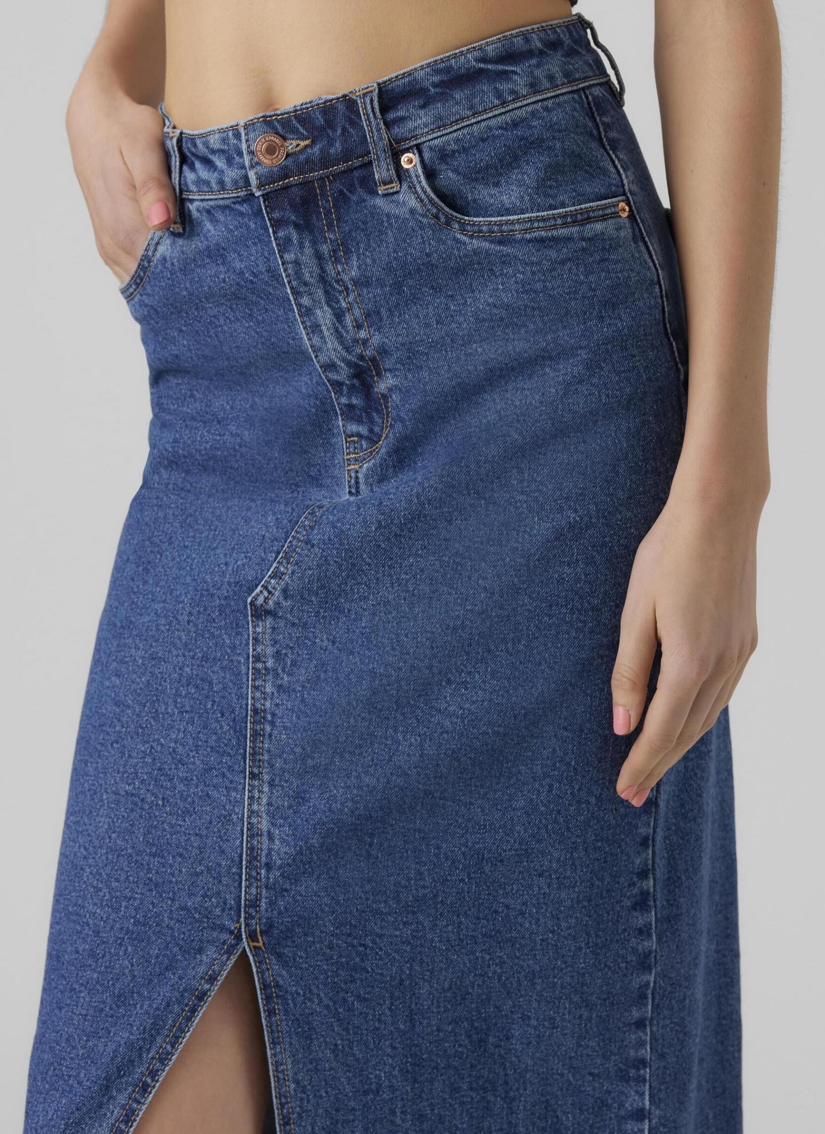 Jupes mi-longues Vmveri Hr Calf Denim Skirt Ga Noos femme bleu Vero Moda Jupes mi-longues Vmveri Hr Calf Denim Skirt Ga Noos femme bleu Medium Blue Denim