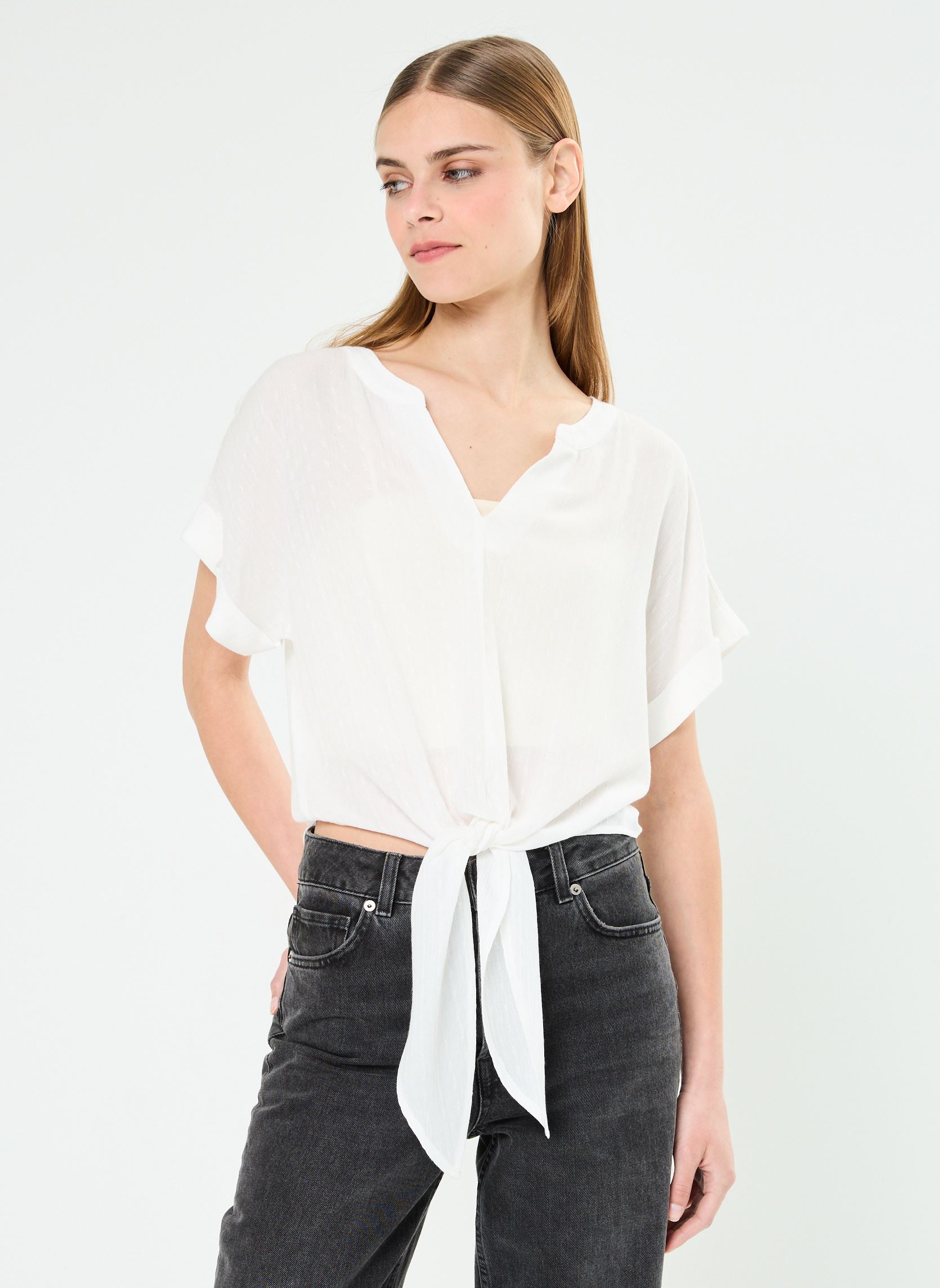 Vêtements Vero Moda Vmgabbi Ss Cropped Tie Top Wvn Ga pour Accessoires - vue 2