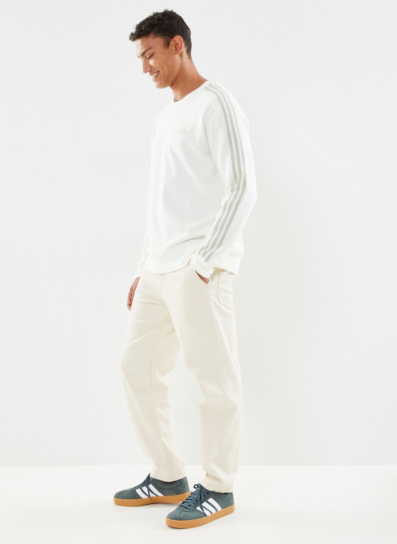 Sweatshirts M 3S FT SWT heren wit adidas sportswear Sweatshirts M 3S FT SWT heren wit Blanc