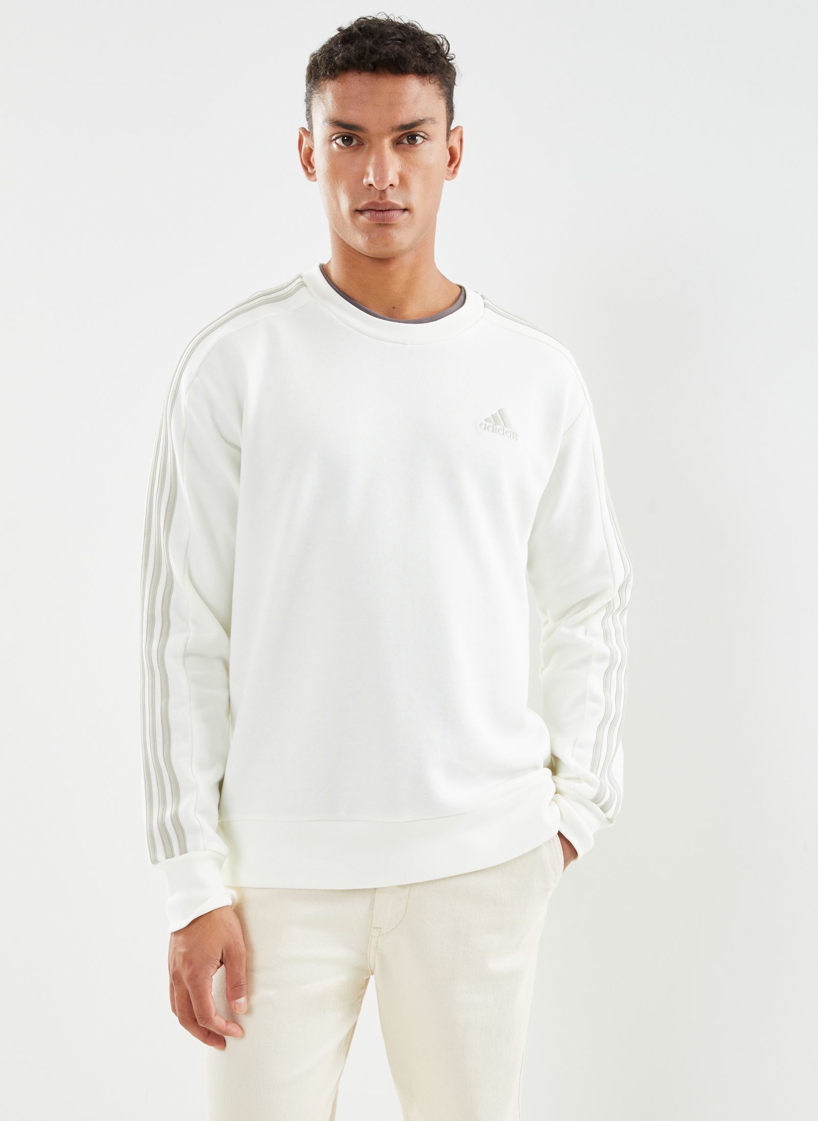 Sweatshirts M 3S FT SWT heren wit adidas sportswear Sweatshirts M 3S FT SWT heren wit Blanc