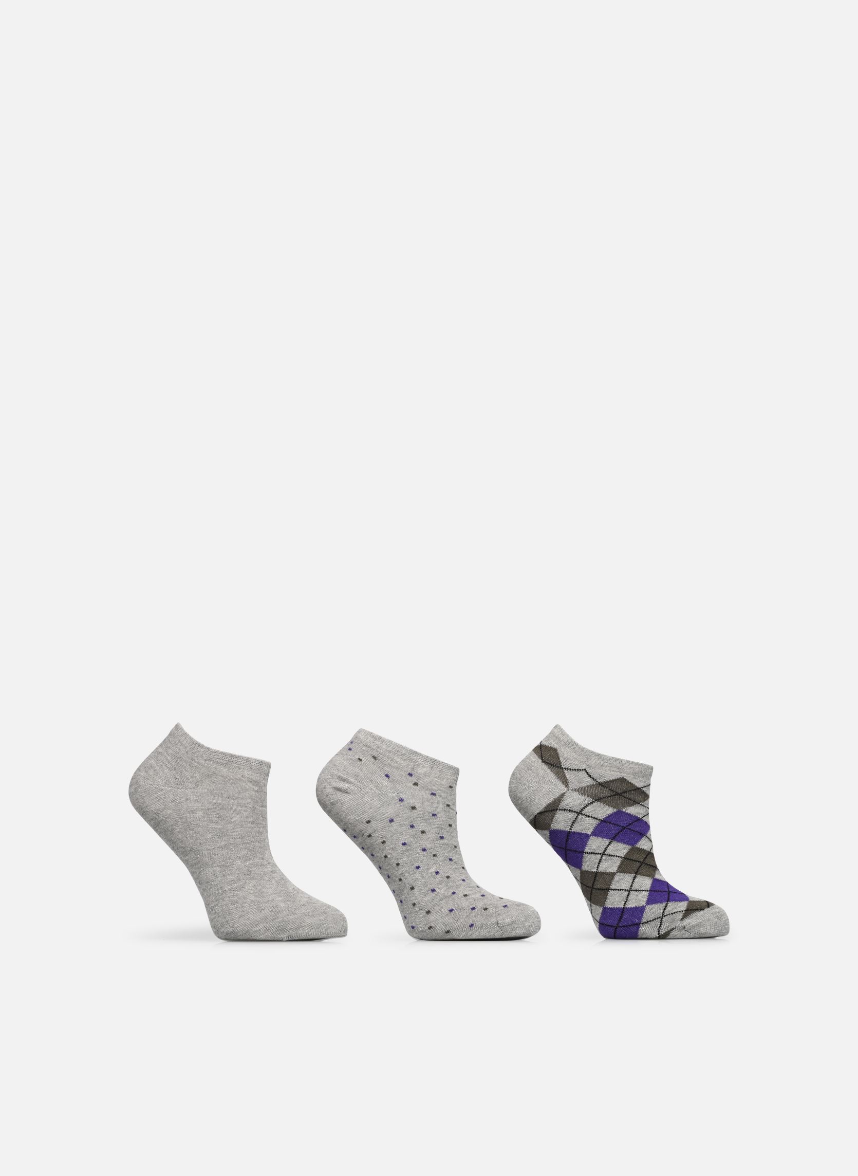 Chaussettes Lot de 3 paires invisible femme losange femme multicolore Sarenza Wear Chaussettes Lot de 3 paires invisible femme losange femme multicolore GRIS