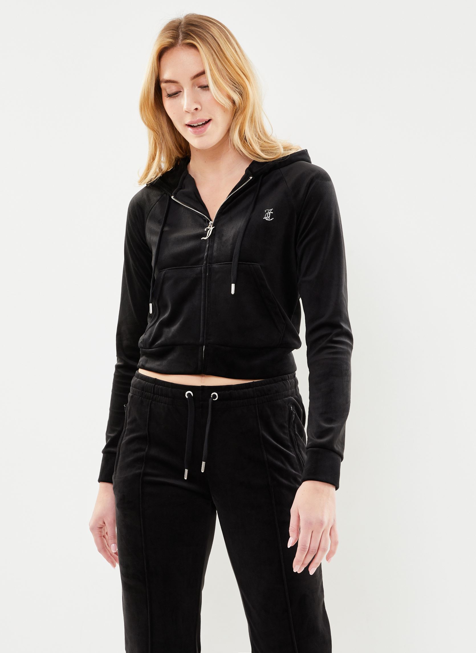 Trainingsjacken Madison Zip Through Hoodie damen schwarz JUICY COUTURE Trainingsjacken Madison Zip Through Hoodie damen schwarz BLACK