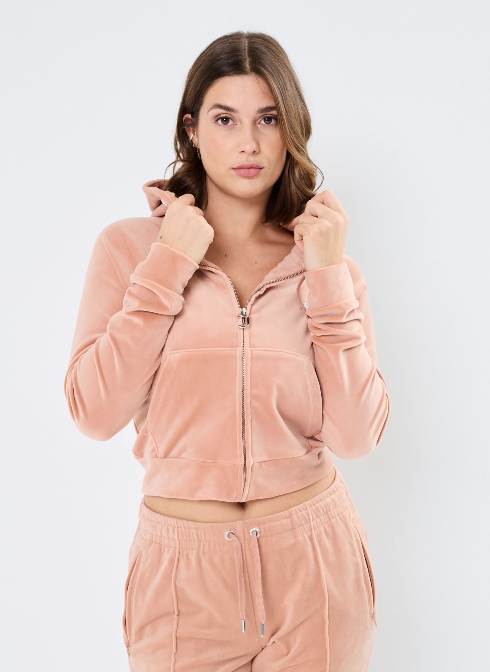 Vestes de survêtement Madison Zip Through Hoodie femme marron JUICY COUTURE Vestes de survêtement Madison Zip Through Hoodie femme marron CAFÉ AU LAIT