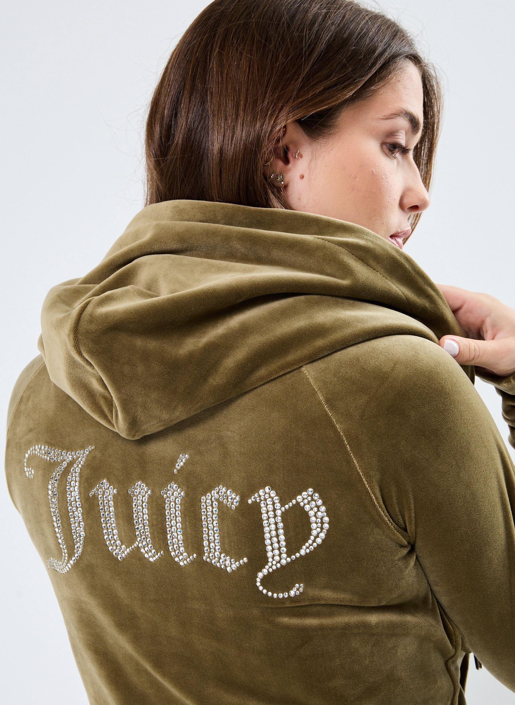 Vestes de survêtement Madison Zip Through Hoodie femme vert JUICY COUTURE Vestes de survêtement Madison Zip Through Hoodie femme vert DARK OLIVE