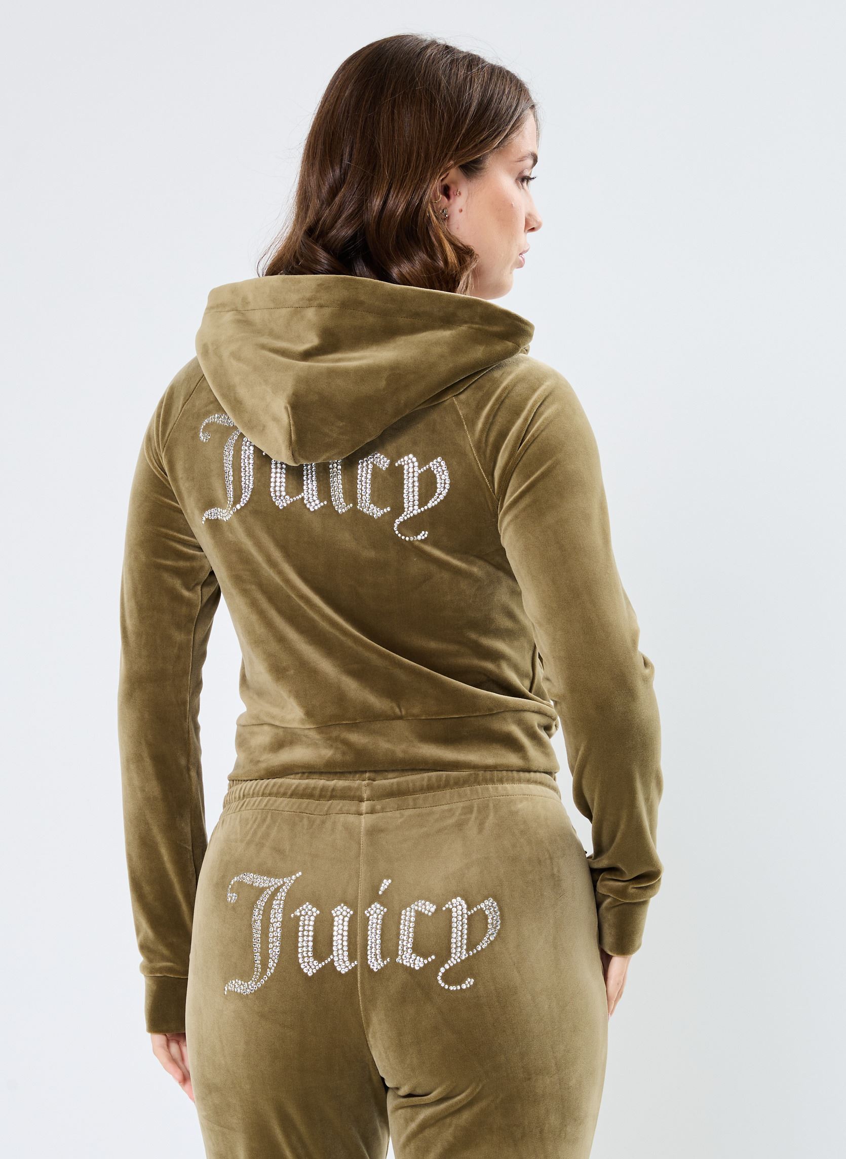 Vestes de survêtement Madison Zip Through Hoodie femme vert JUICY COUTURE Vestes de survêtement Madison Zip Through Hoodie femme vert DARK OLIVE
